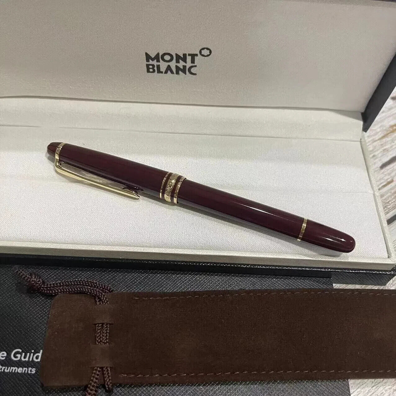 NEW Montblanc Gold Finish Meisterstuck Classique Luxury Red Rollerball Pen 163R