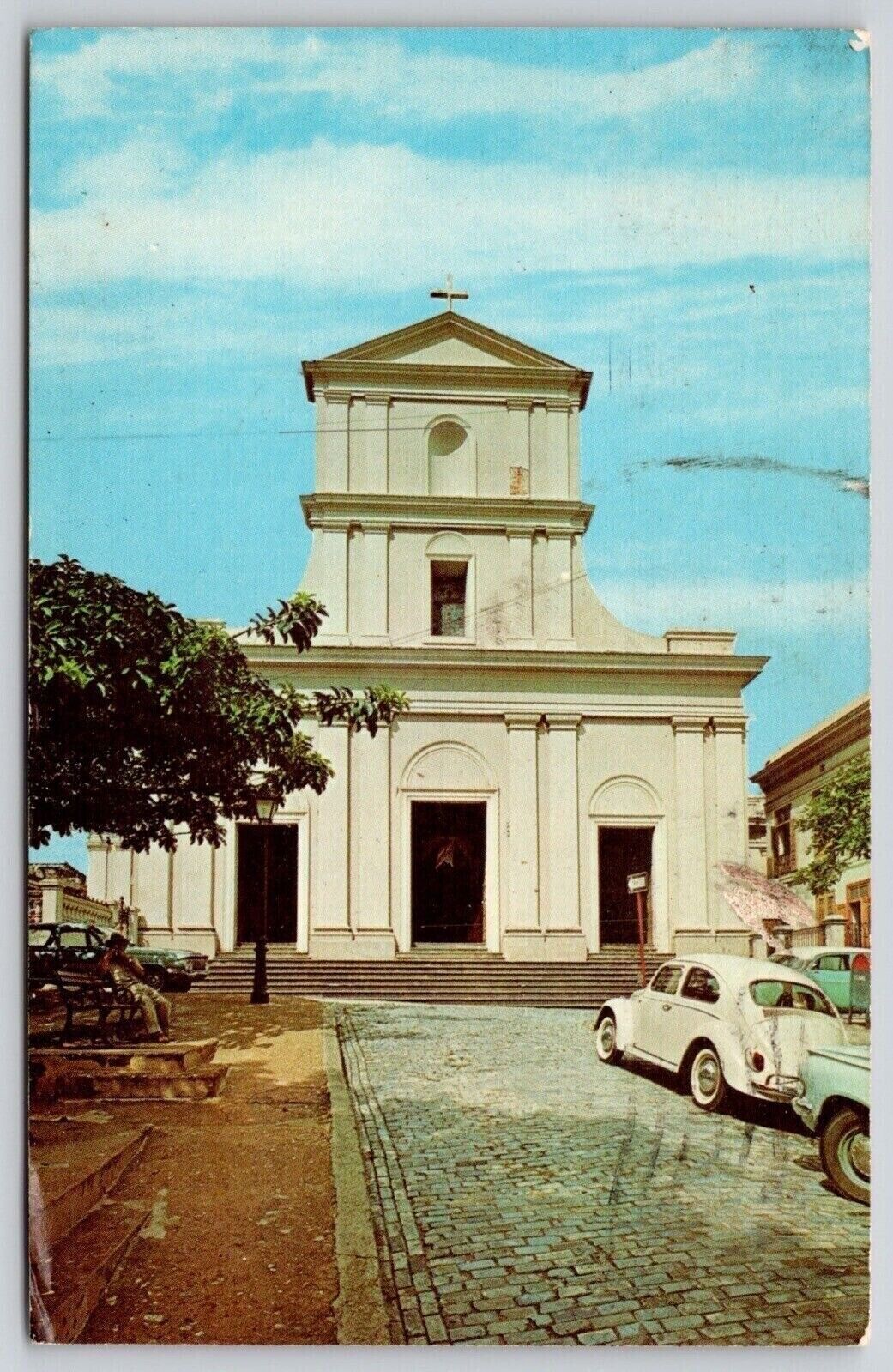 San Juan Puerto Rico Santa Iglesia Cathedral Chrome Cancel WOB Postcard
