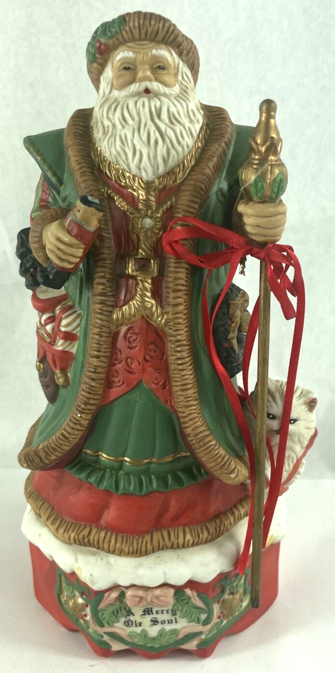 Vintage: Santa , Merry Ole Soul, Musical Figurine Works,
