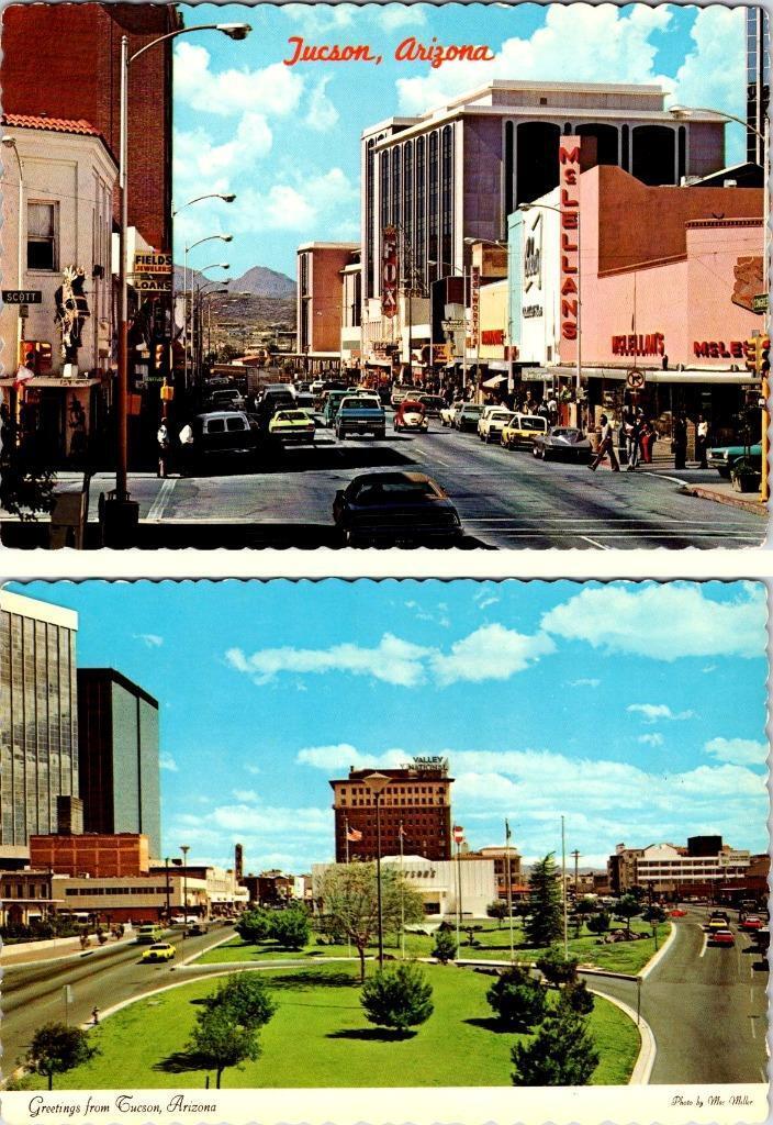 2~4X6 Postcards Tucson AZ Arizona STREET SCENES McLellan's~Field's Jewelers~Bank