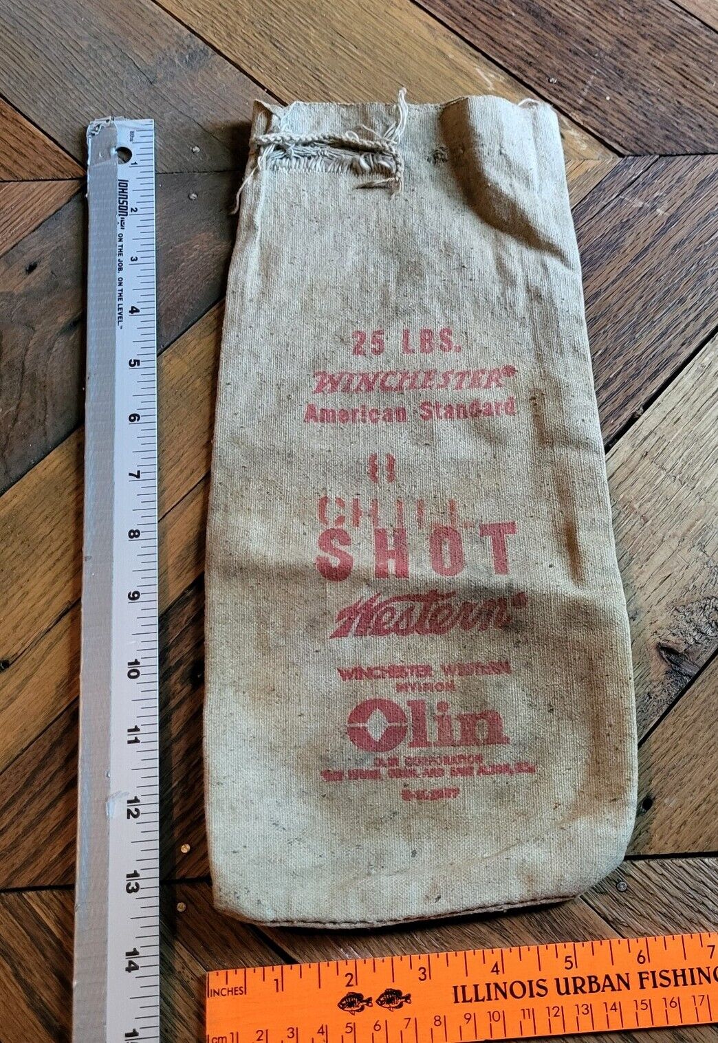 VTG Antique CLOTH SACK BAG - WINCHESTER WESTERN OLIN CHICAGO ILLINOIS 8 Shot.