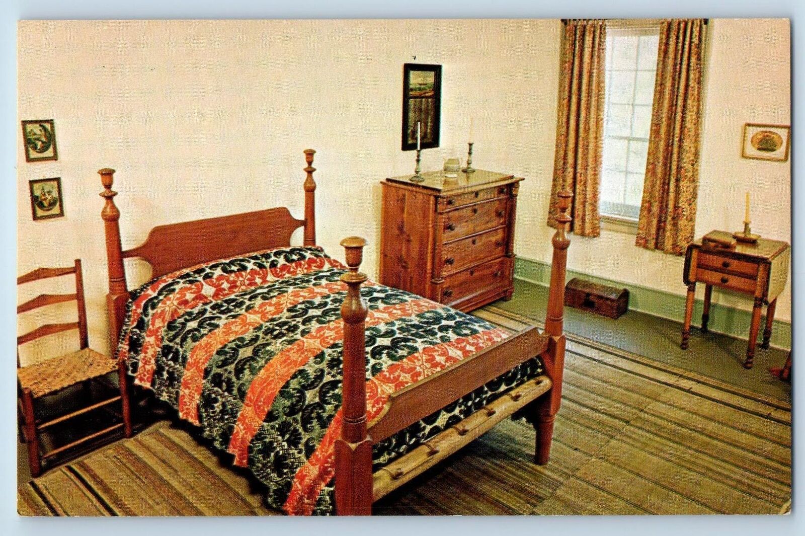 c1950's Mayflower Bedroom Old Indian Agency House Portage Wisconsin WI Postcard