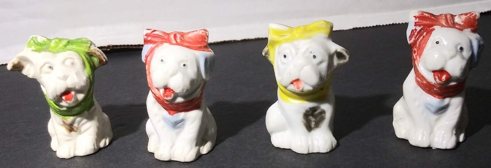 Lot of 4 Dogs With Toothache Figurines Porcelain Mid Century Made In Japan