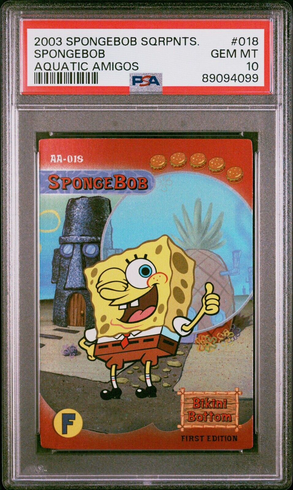Holo PSA 10 Spongebob Squarepants Aquatic Amigos 018  POP  3 AA-018 RC Rookie