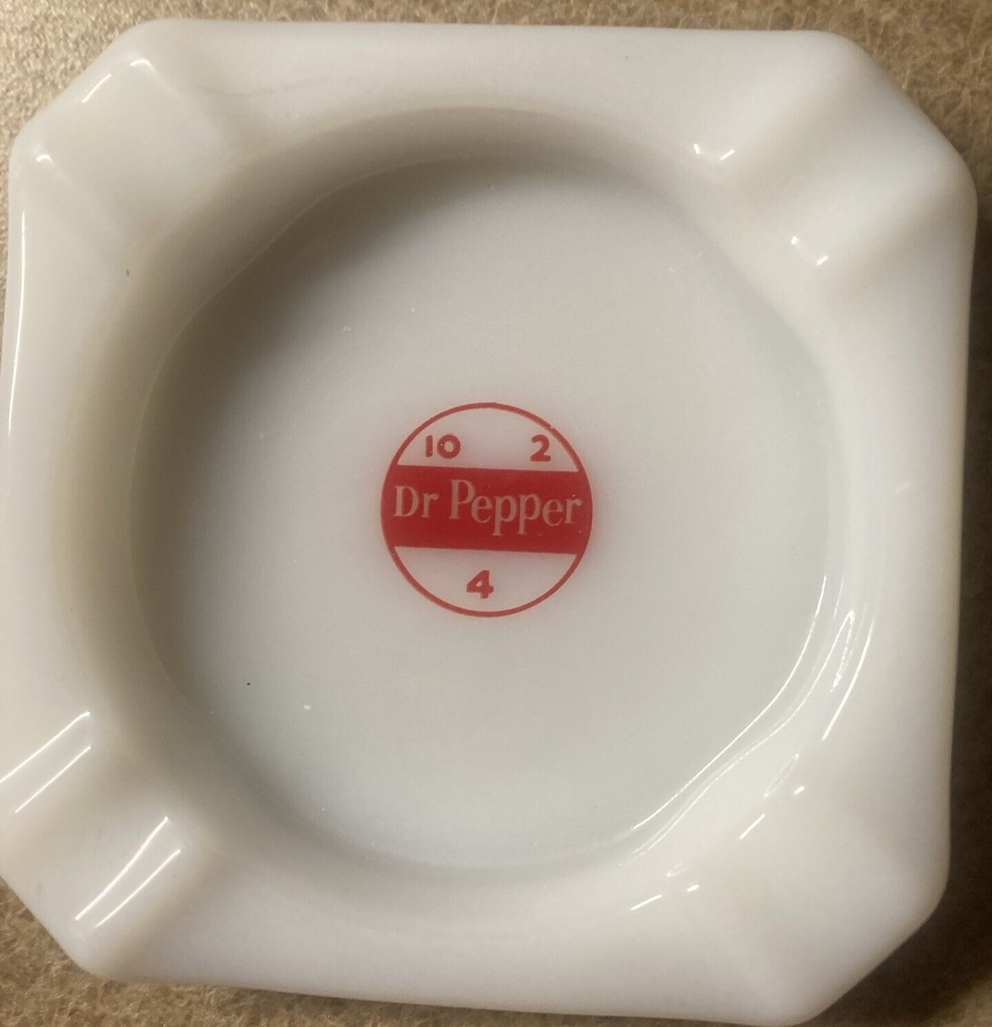 dr pepper milk glass ashtray vintage  