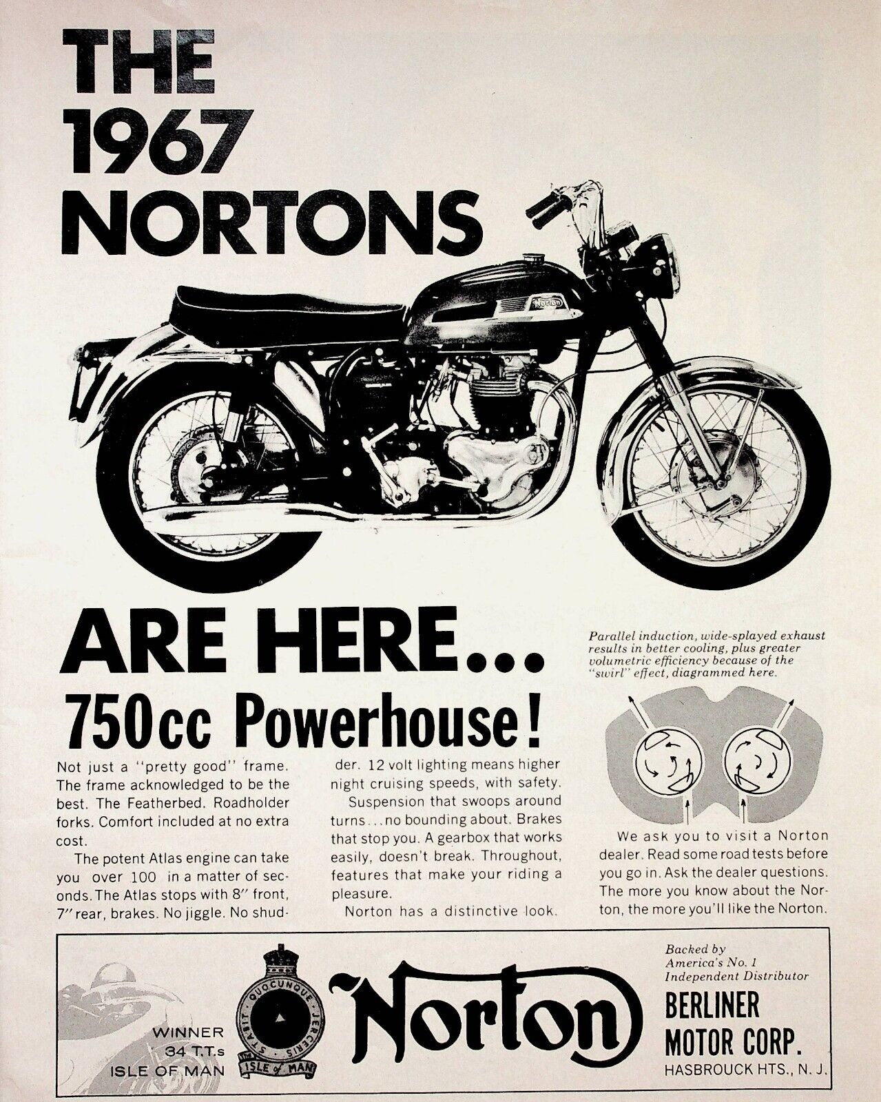 1967 Norton 750 Atlas Isle of Man - Vintage Motorcycle Ad
