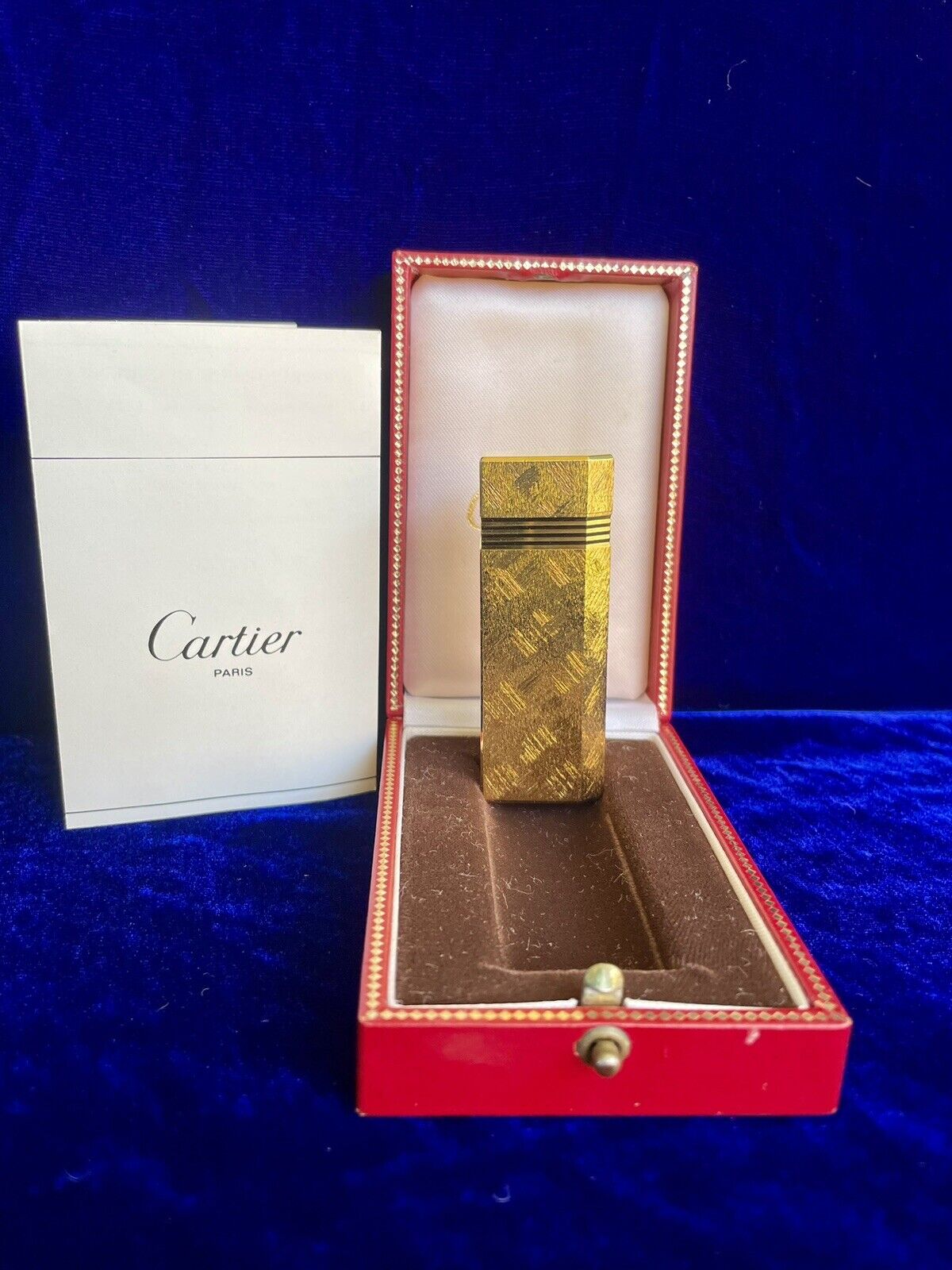 Cartier Lighter Gold Pentagon Super Mint Condition Working 1 Year Warranty Box