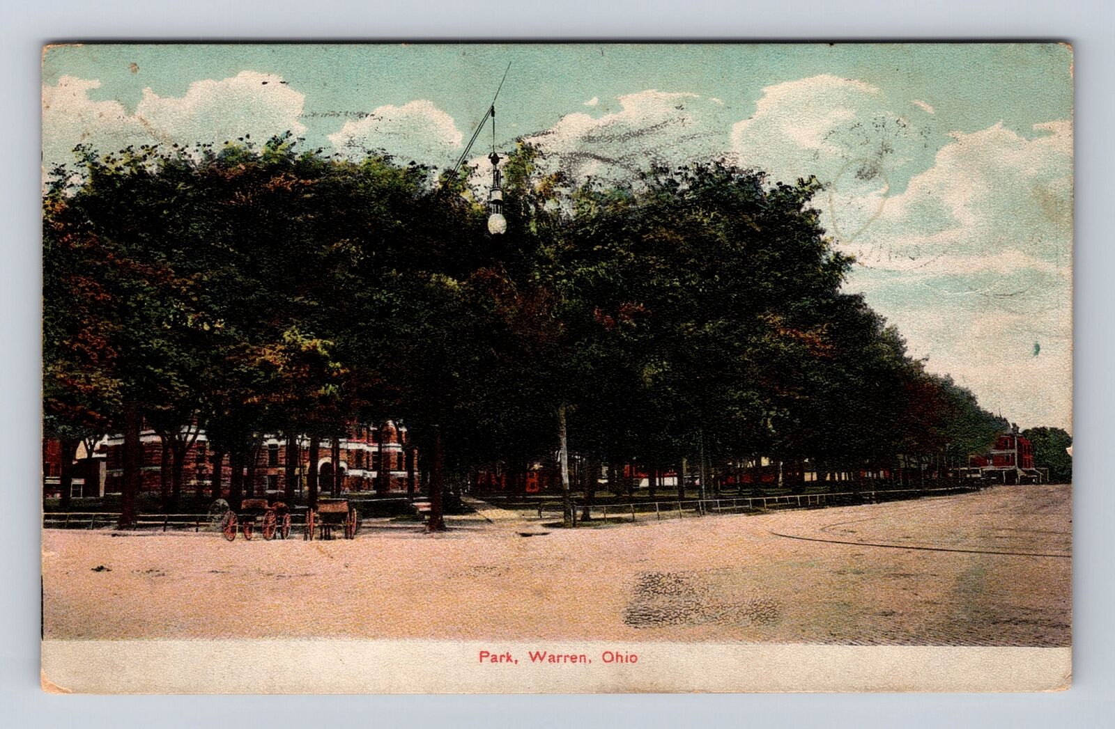 Warren OH-Ohio, Park, Antique Vintage c1909 Souvenir Postcard
