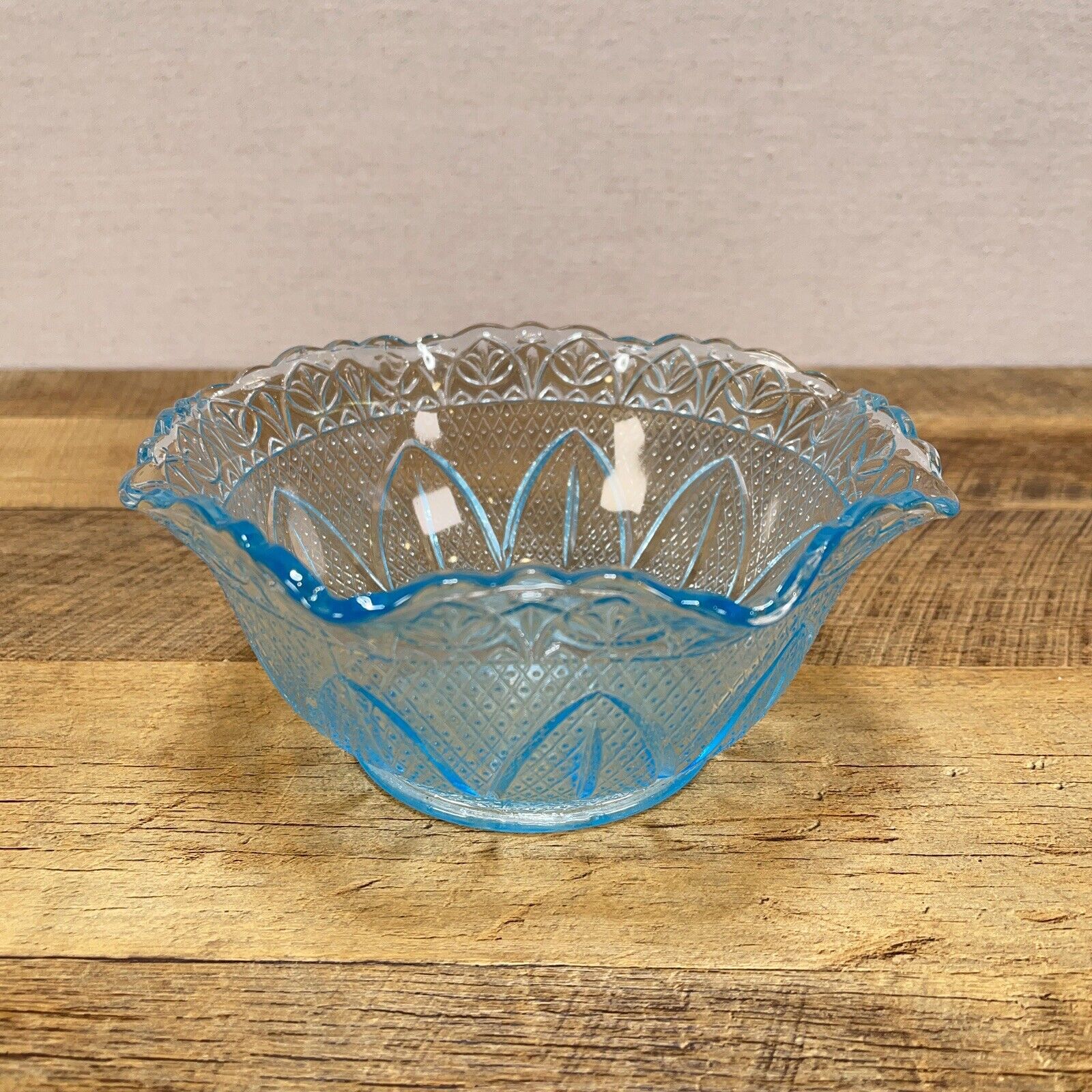 Vintage Fenton for Princess House Aqua blue bowl