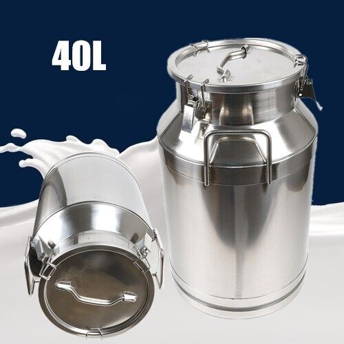 Stainless Steel 40L/10.56 Gallon Milk Can - Heavy Duty Farm Milk Jug Milk Bucket