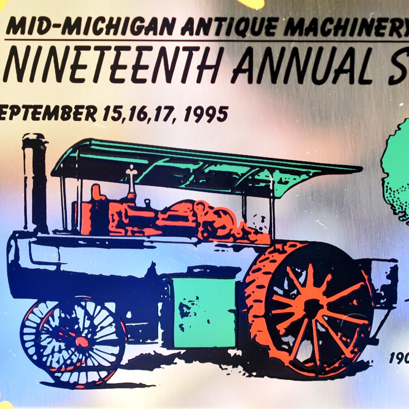 1995 Antique Machinery Tractor Gas Show 1907 Rumely Clio Mid Michigan Plaque