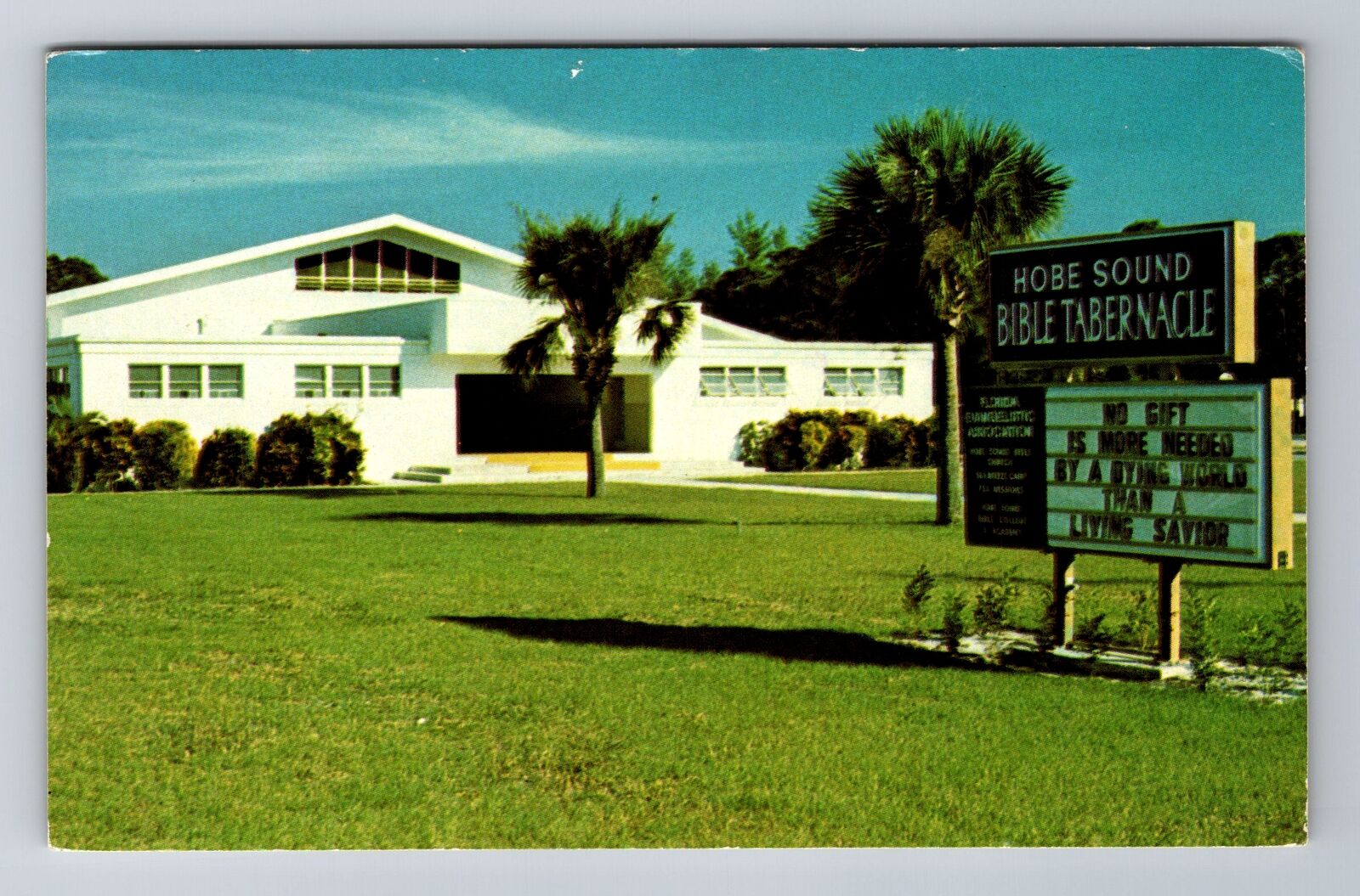 Hobe Sound FL- Florida, Hobe Sound Bible Tabernacle, Vintage c1980 Postcard