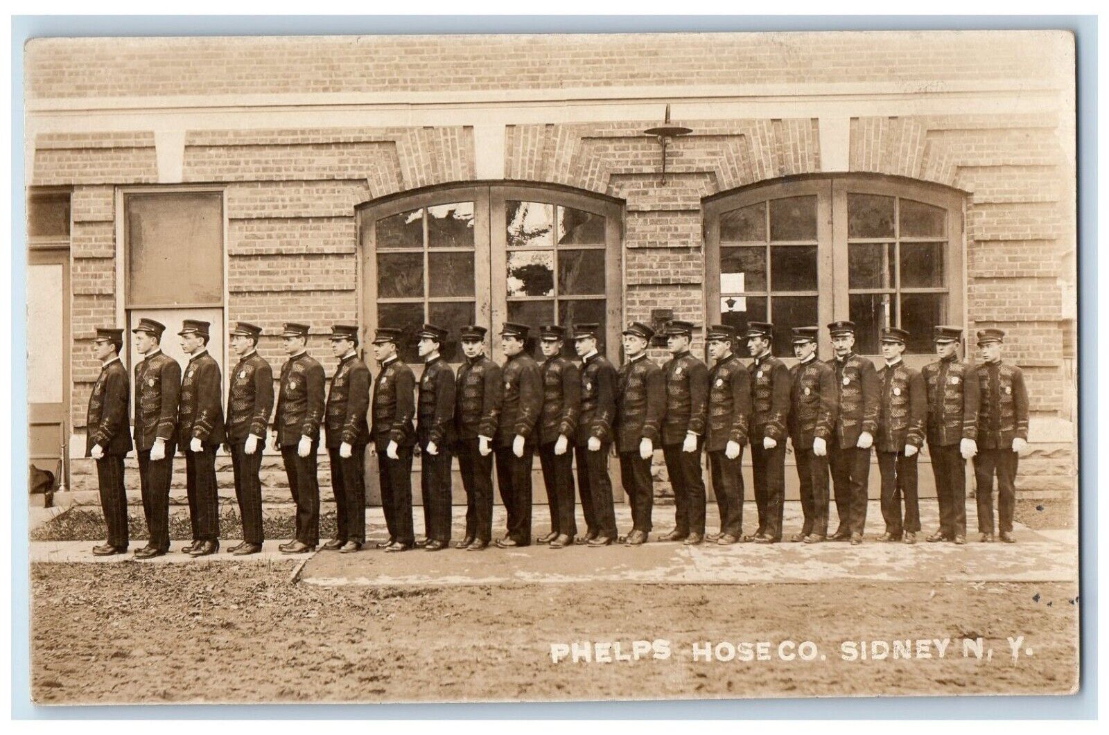 c1910\'s Fire Department House Phelps Hose Co. Sidney NY RPPC Photo Postcard