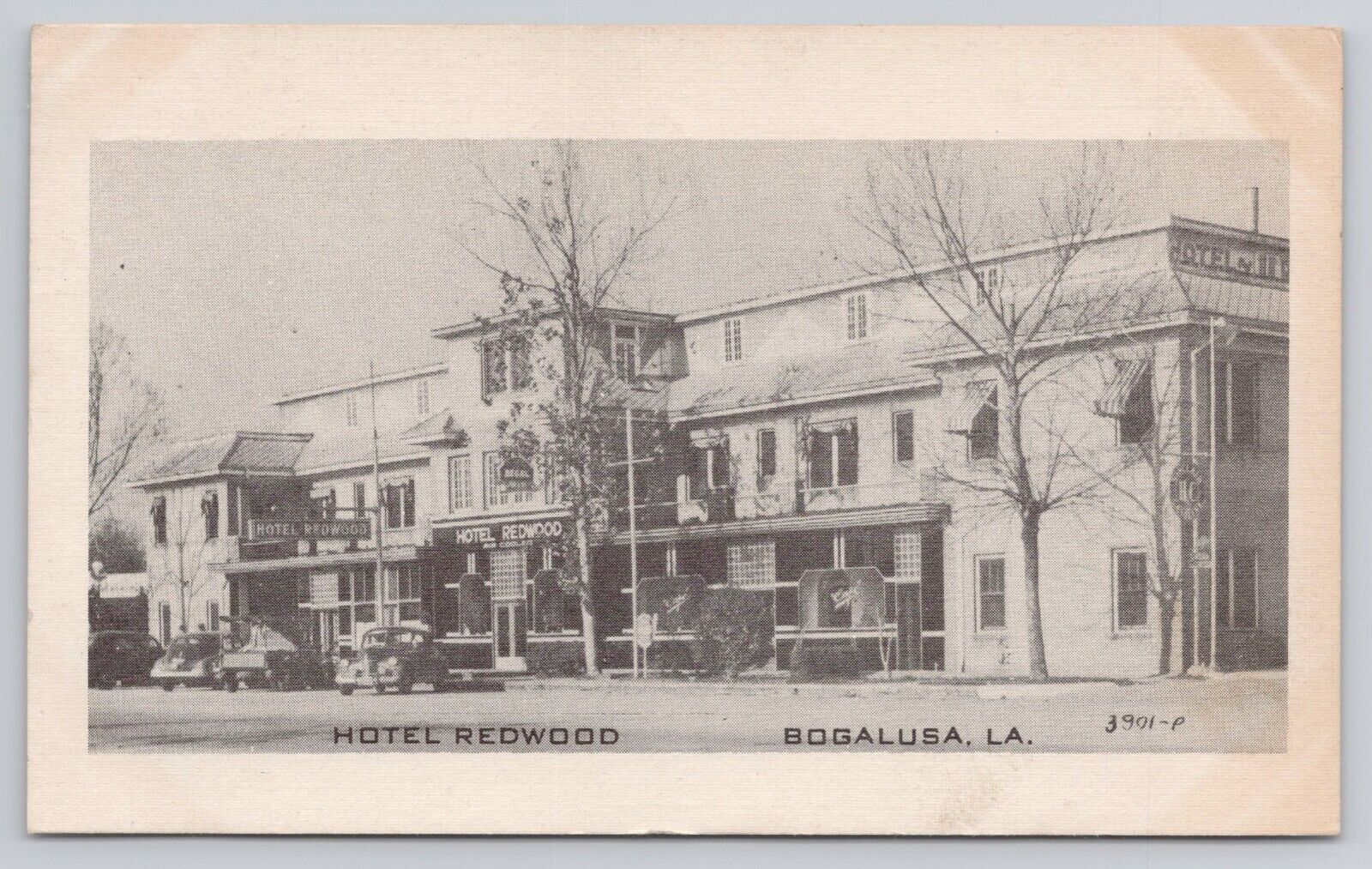 Bogalusa LA Louisiana Hotel Redwood Vintage Cars Postmarked 1942 Postcard