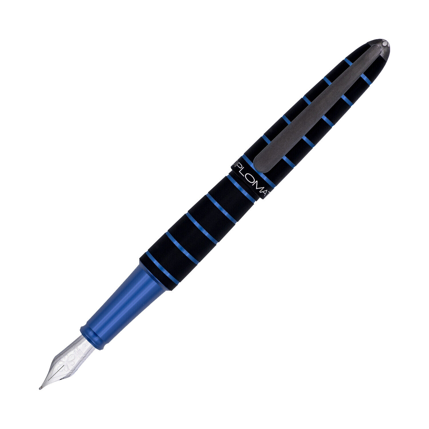 Diplomat Elox Fountain Pen in Ring Black/Blue - Medium Point- NEW in Box