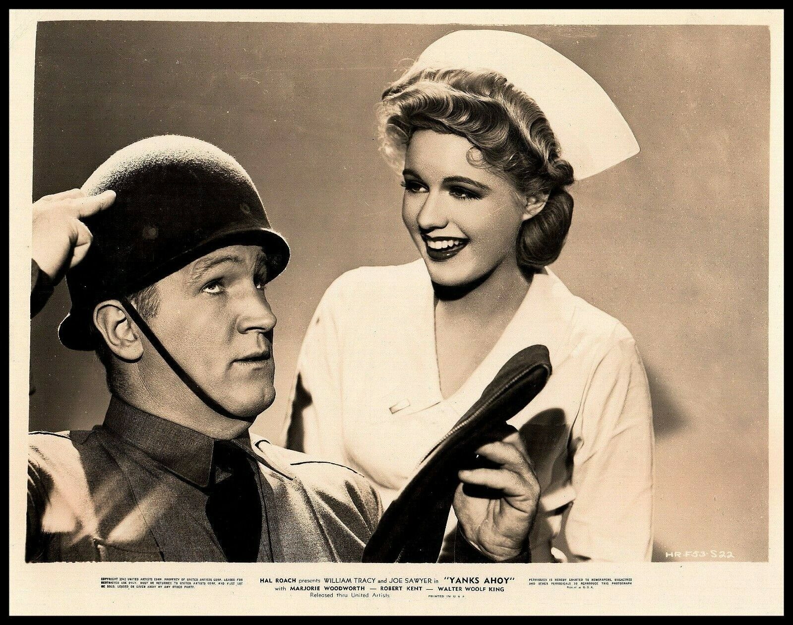 Joe Sawyer + Marjorie Woodworth in Yanks Ahoy (1943) ORIG VINTAGE PHOTO M 114