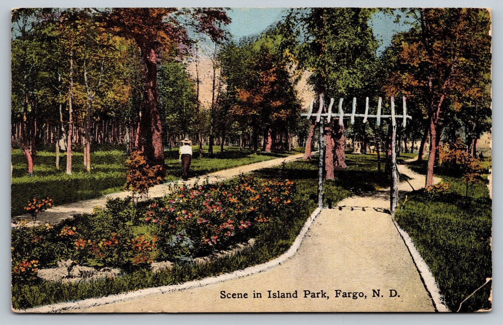 Scene In Island Park, Fargo North Dakota ND Postcard