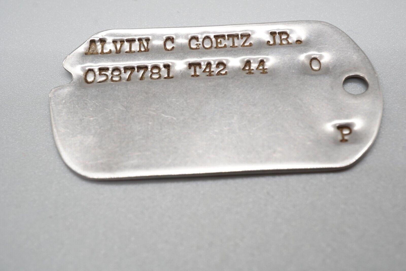 WWII 1942 & 1944 Army Officer Dog Tag T42 44 - SUPER CLEAN MARKED LETTERS & #s
