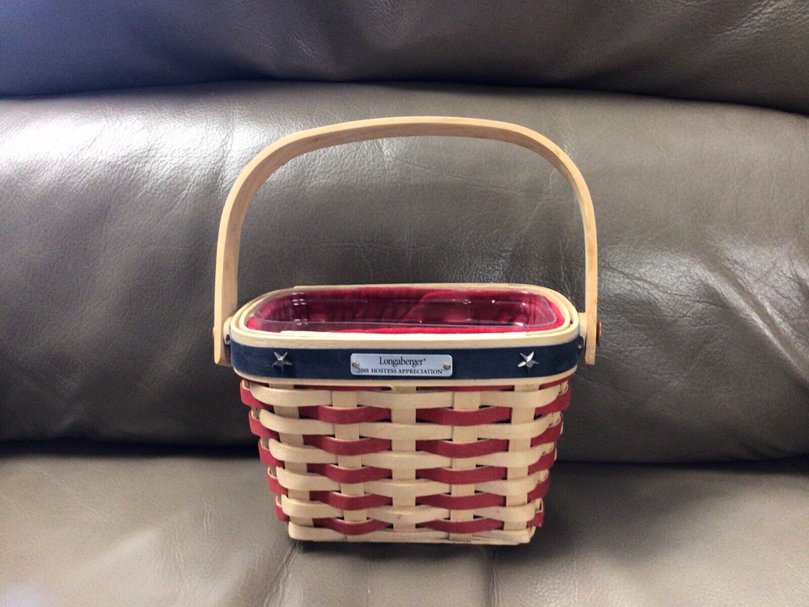 Vintage Longaberger 2001 Hostess Appreciation Basket W/Fabric & Plastic Liner