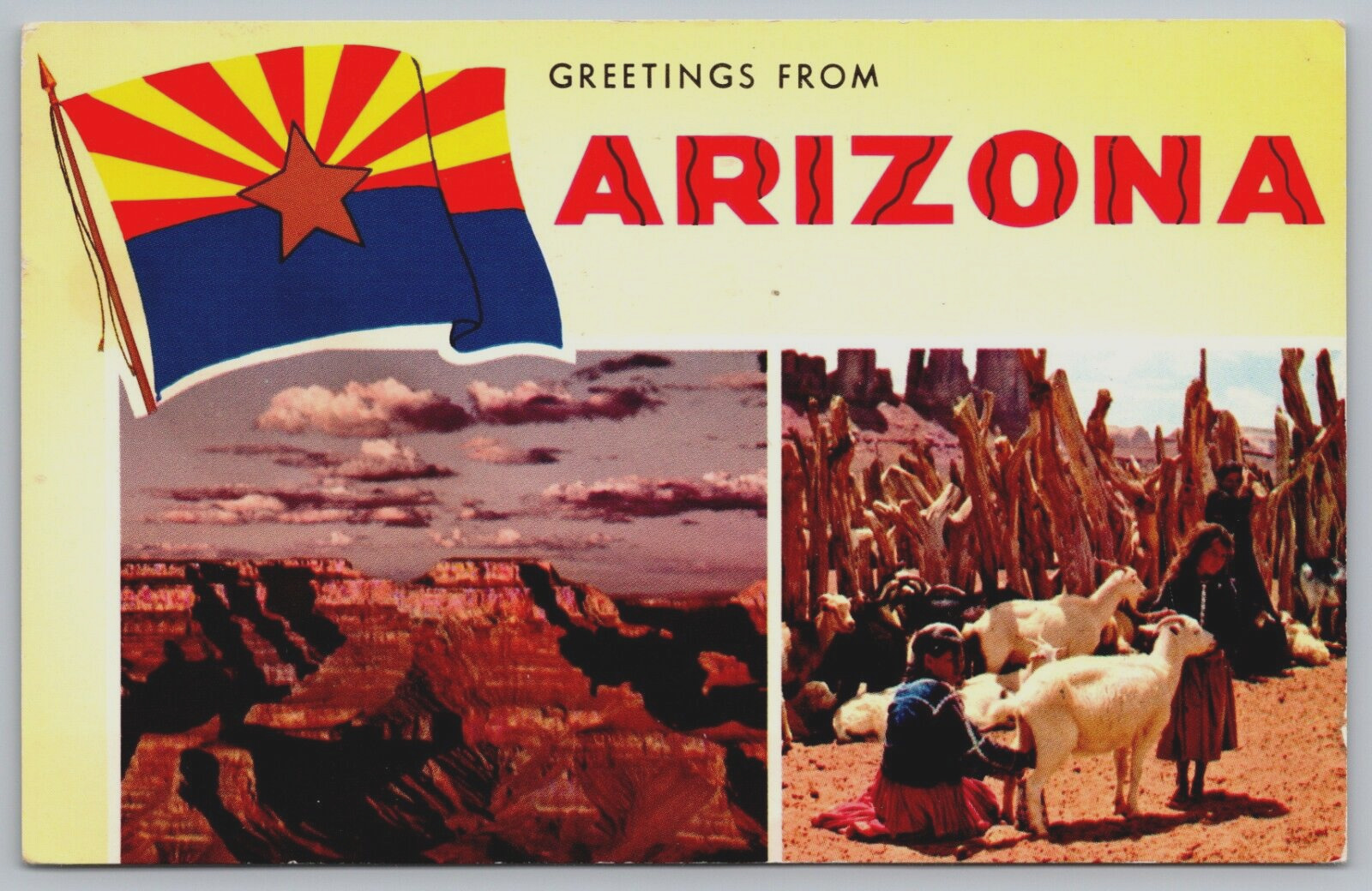Postcard Greetings From Arizona, Multi View  Goats Mountains People Posted 1958