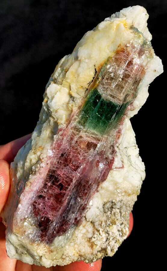 204g Natural Watermelon Color Tourmaline Crystal Ice Transparent Specimen ip1687