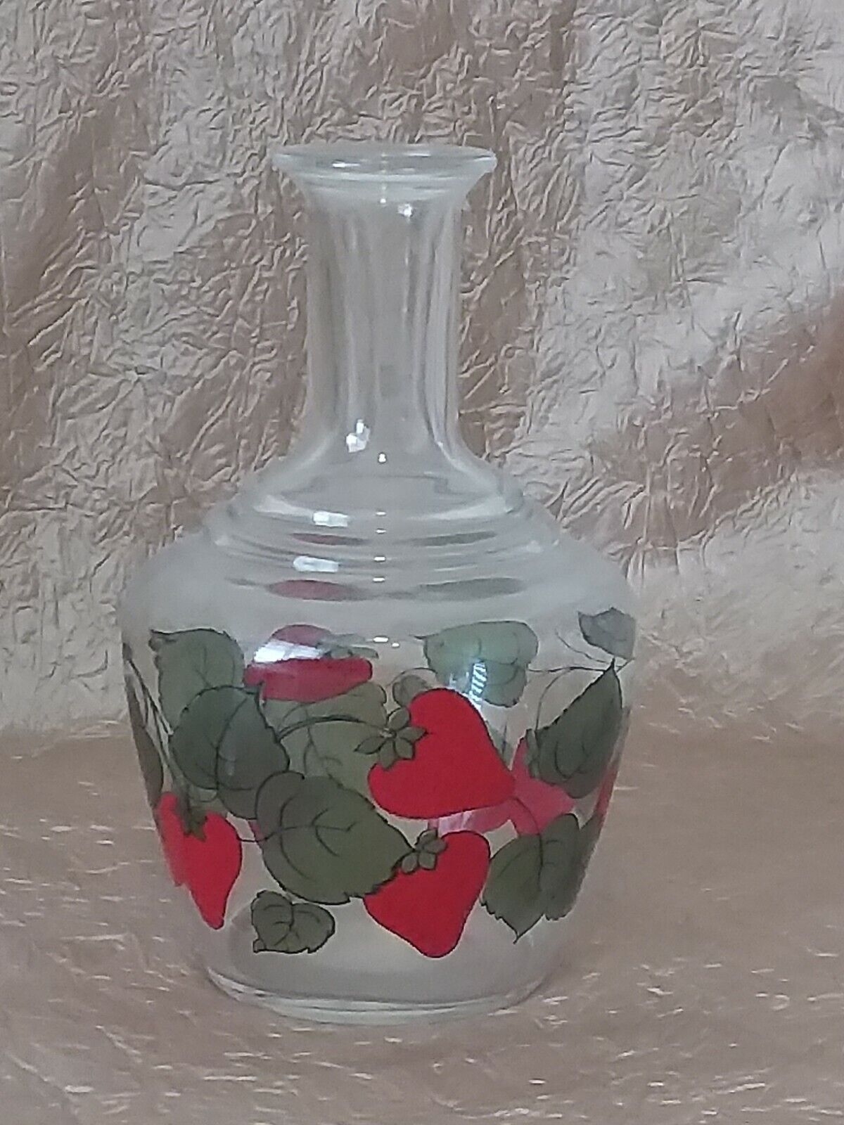 Vintage Mid-century Bed & Breakfast Glass Carafe Strawberries 