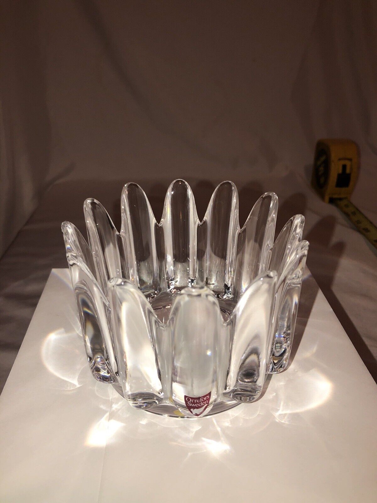 Vintage Orrefors Jan Johasson Sweden Fleur Cut Clear Crystal Candy Dish Bowl