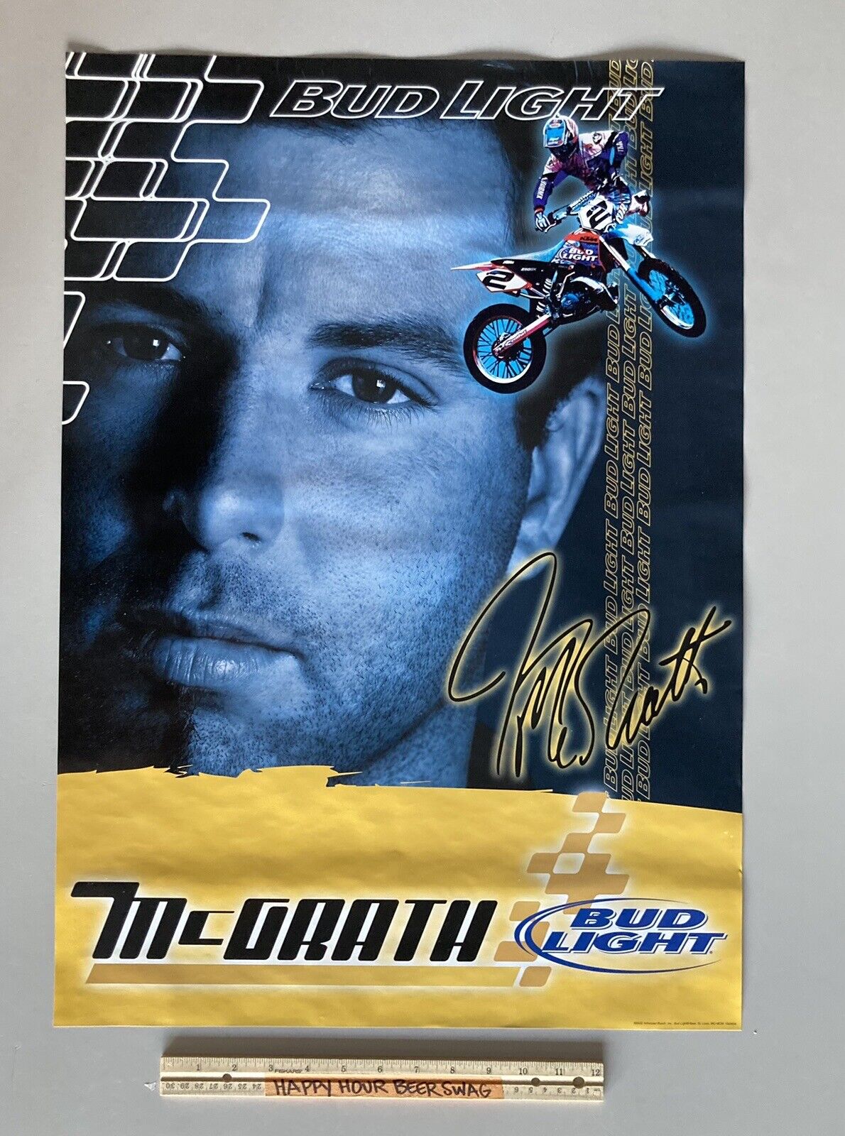 ✅ NOS Vintage 2002 Jeremy McGrath Motorcycle Bud Light Beer Poster Dirt Bike