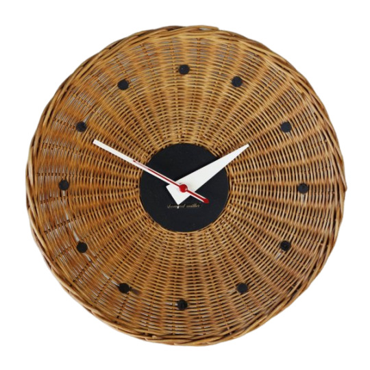 Howard Miller George Nelson Associates Basket Clock Model No.2215 Made of Wicker