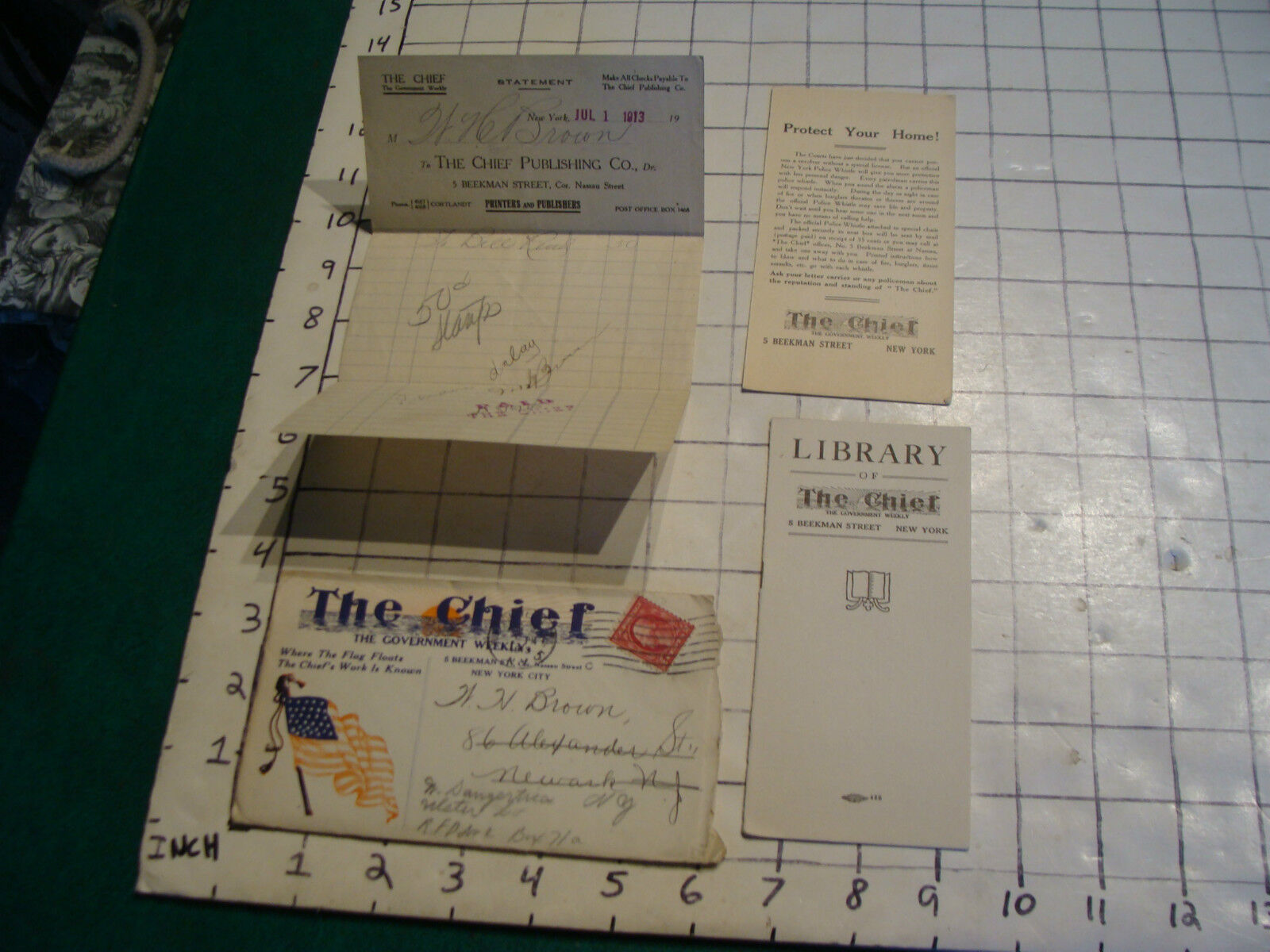 Vintage early Paper: 1913 THE CHIEF papers w/ colorful Envelope, etc