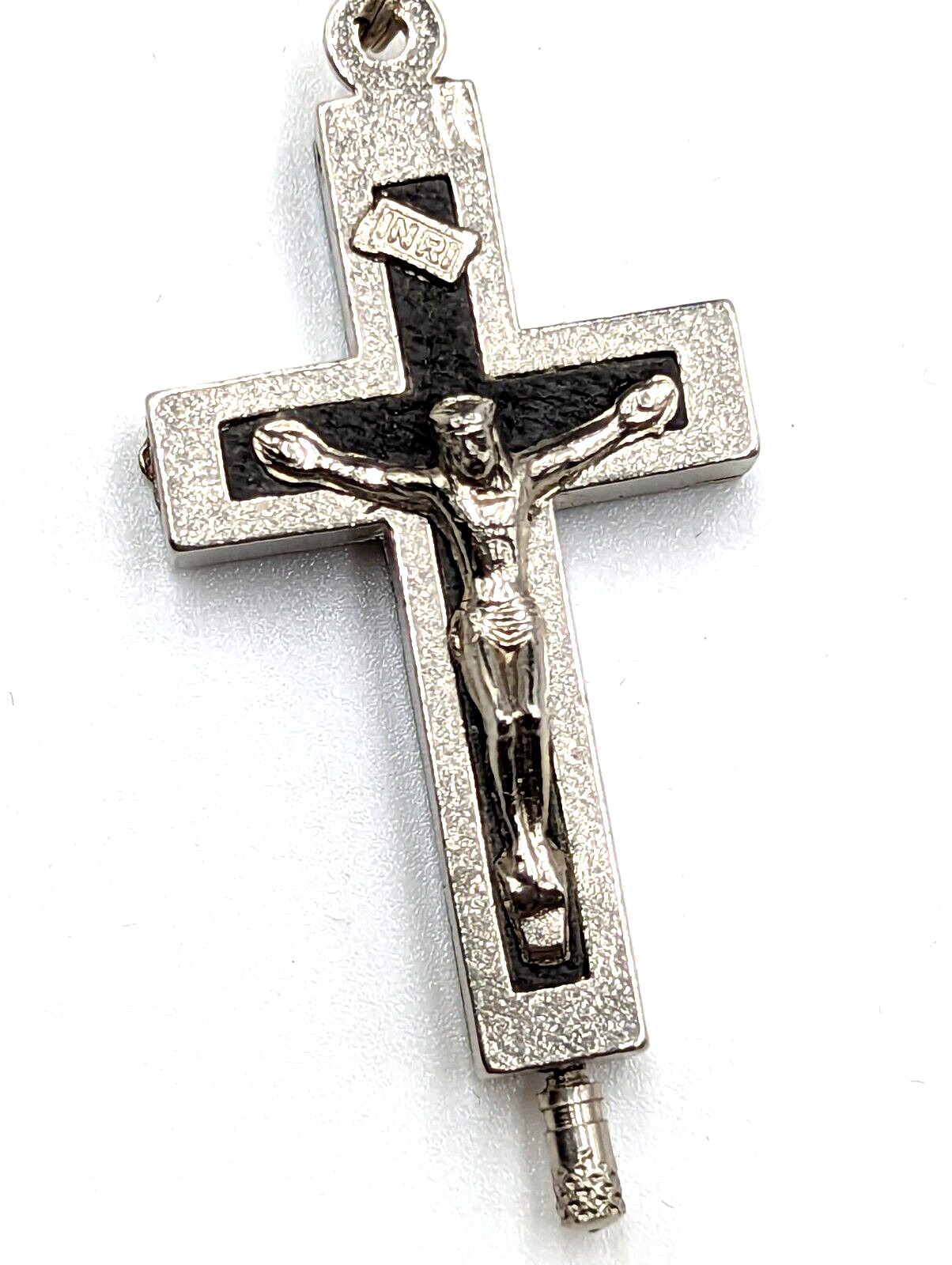 Italy Roma Cross Crucifix Silver- Cocoa Rosary Beads