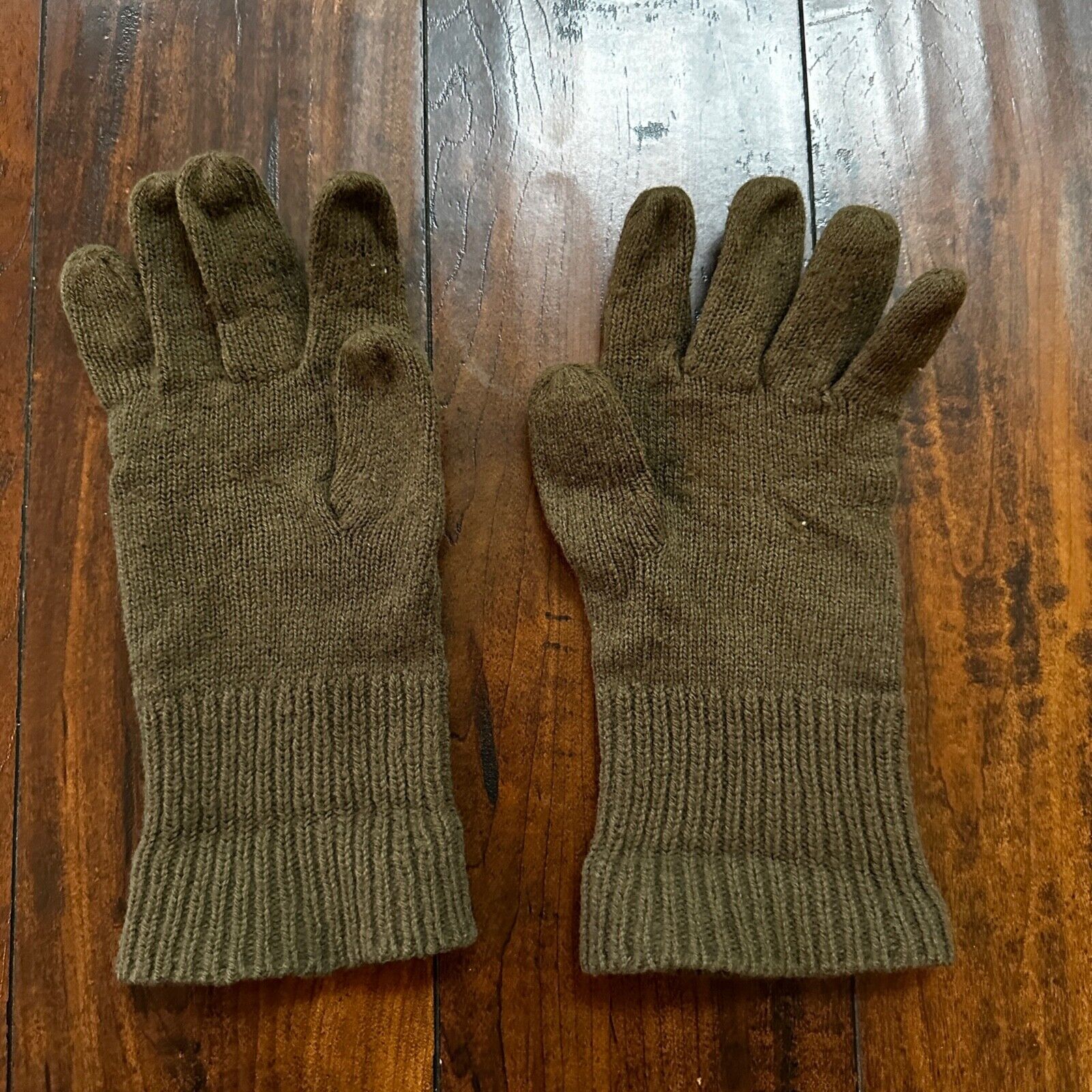 WWII Era US Army Brown Green Wool Knit Cold Weather Gloves RARE