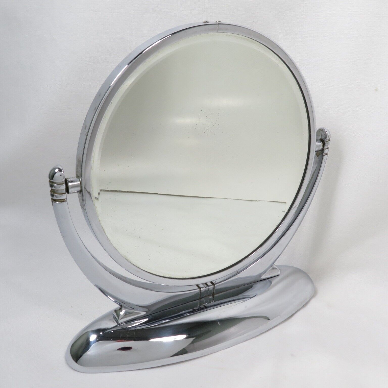 Vintage Art Deco Vanity Shaving Mirror 2 Sided Chrome