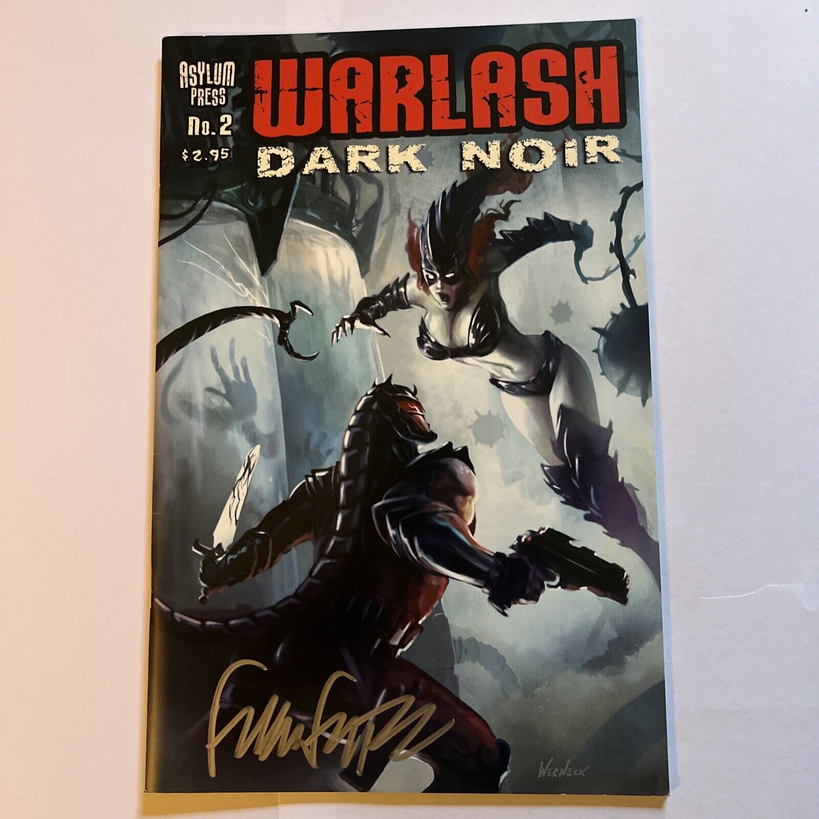 WARLASH: DARK NOIR #2 Steve Mannion Judge Dredd Like Comic Signed By Frank Forte