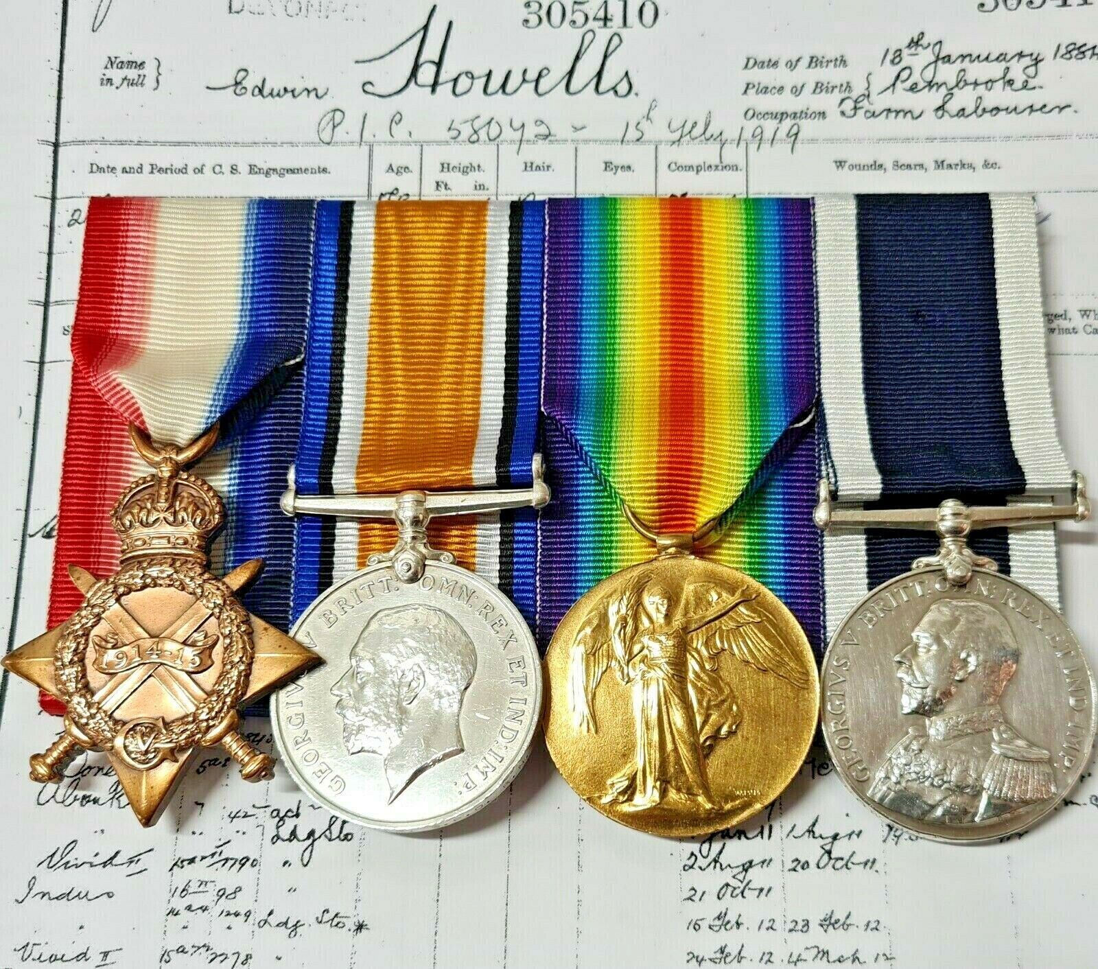 *Battle Jutland HMS Erin* WW1 Medals Royal Navy Stoker Petty Officer Howells