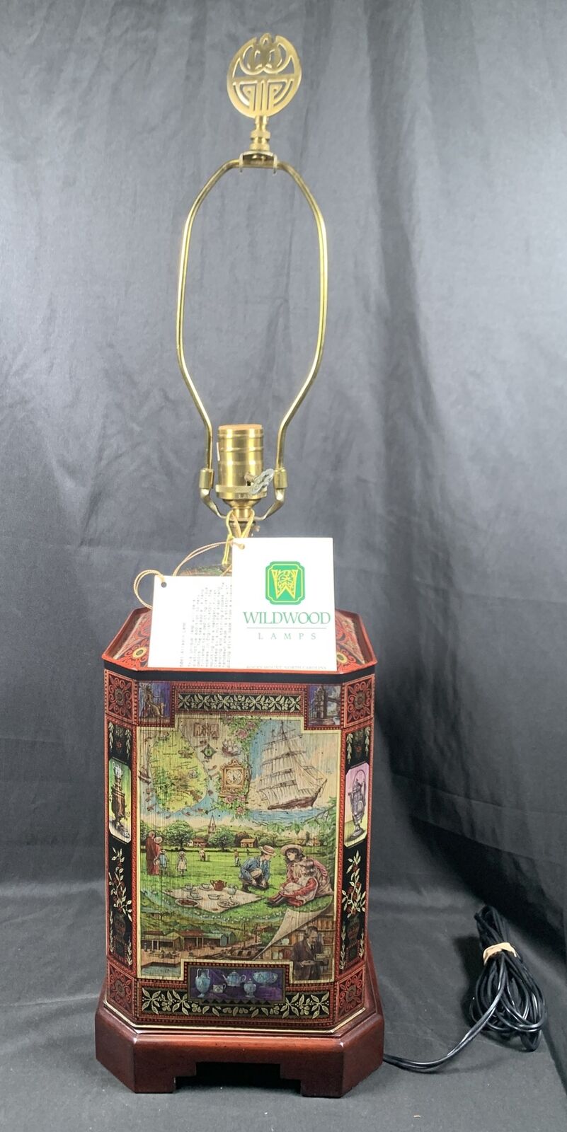 ✨Vintage Wildwood Lamps Asian Oriental Tea Caddy Tin Table Lamp- 29”H✨