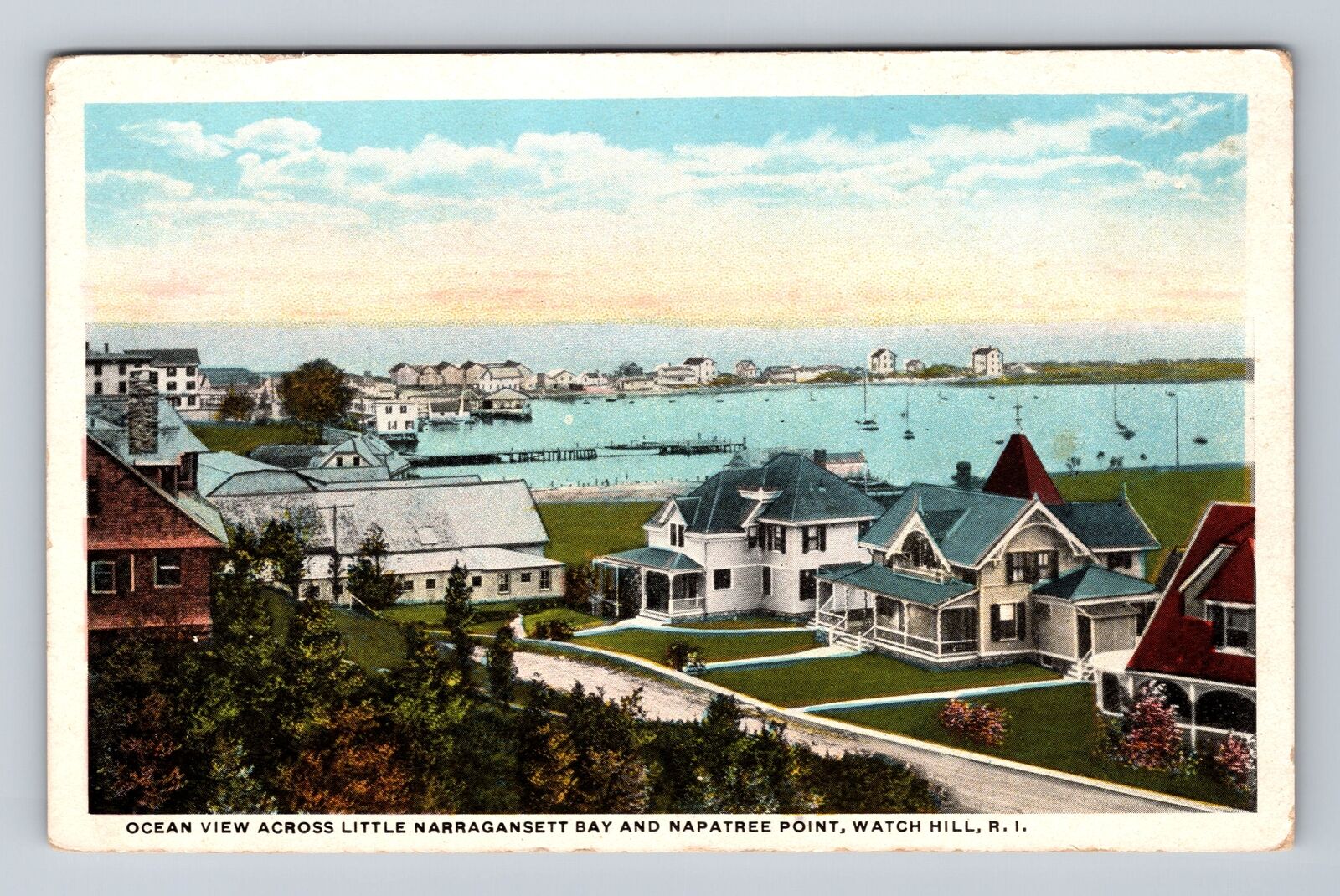 Watch Hill RI-Rhode Island, Little Narragansett Bay Napatree Pt Vintage Postcard