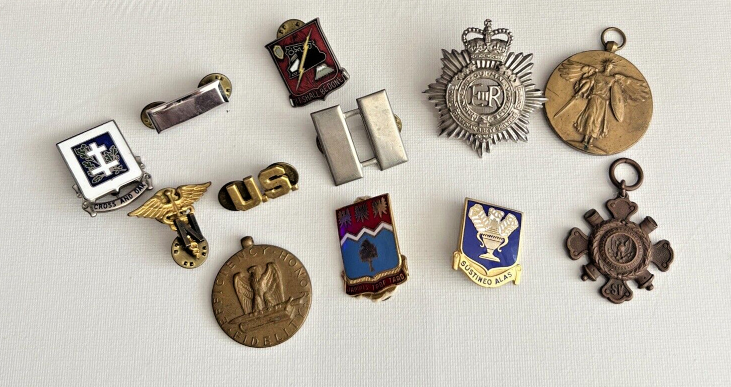 Vintage Lot U.S. Military Insignia Pins WWII &More