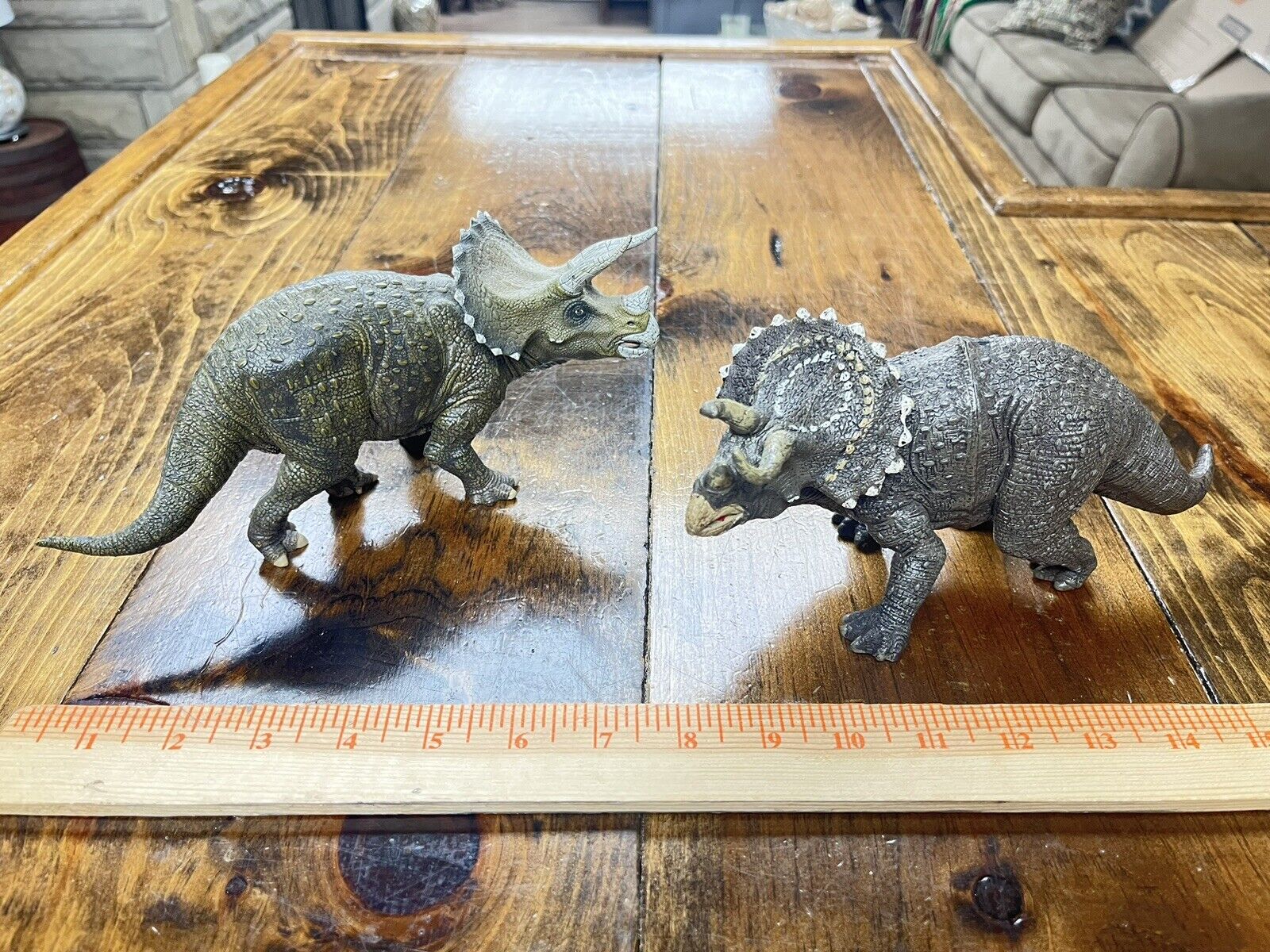 Papo classic Triceratops dinosaur model with amazing reverse image look-alike.