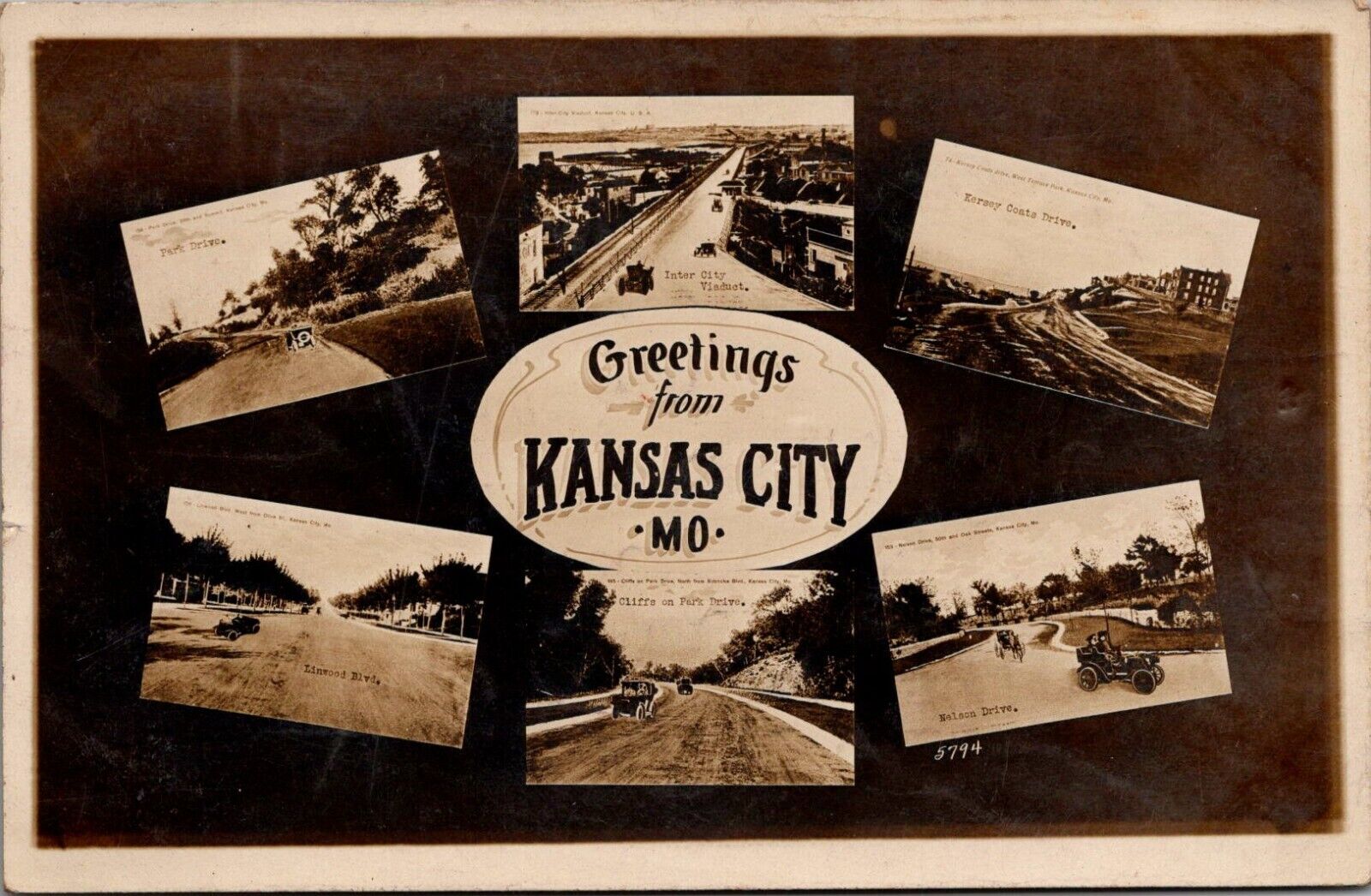 Postcard MO Kansas City, Real Photo, RPPC  Multi-View 1909 Missouri Ah