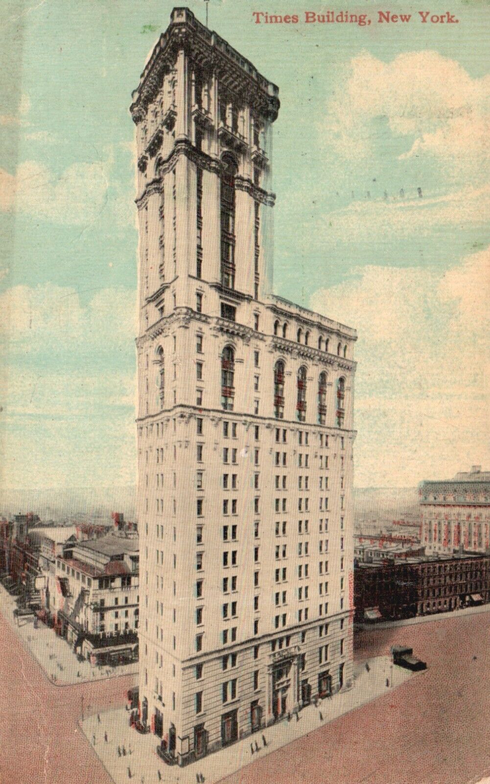 Postcard NY New York City Times Building Posted 1912 Vintage PC J5059