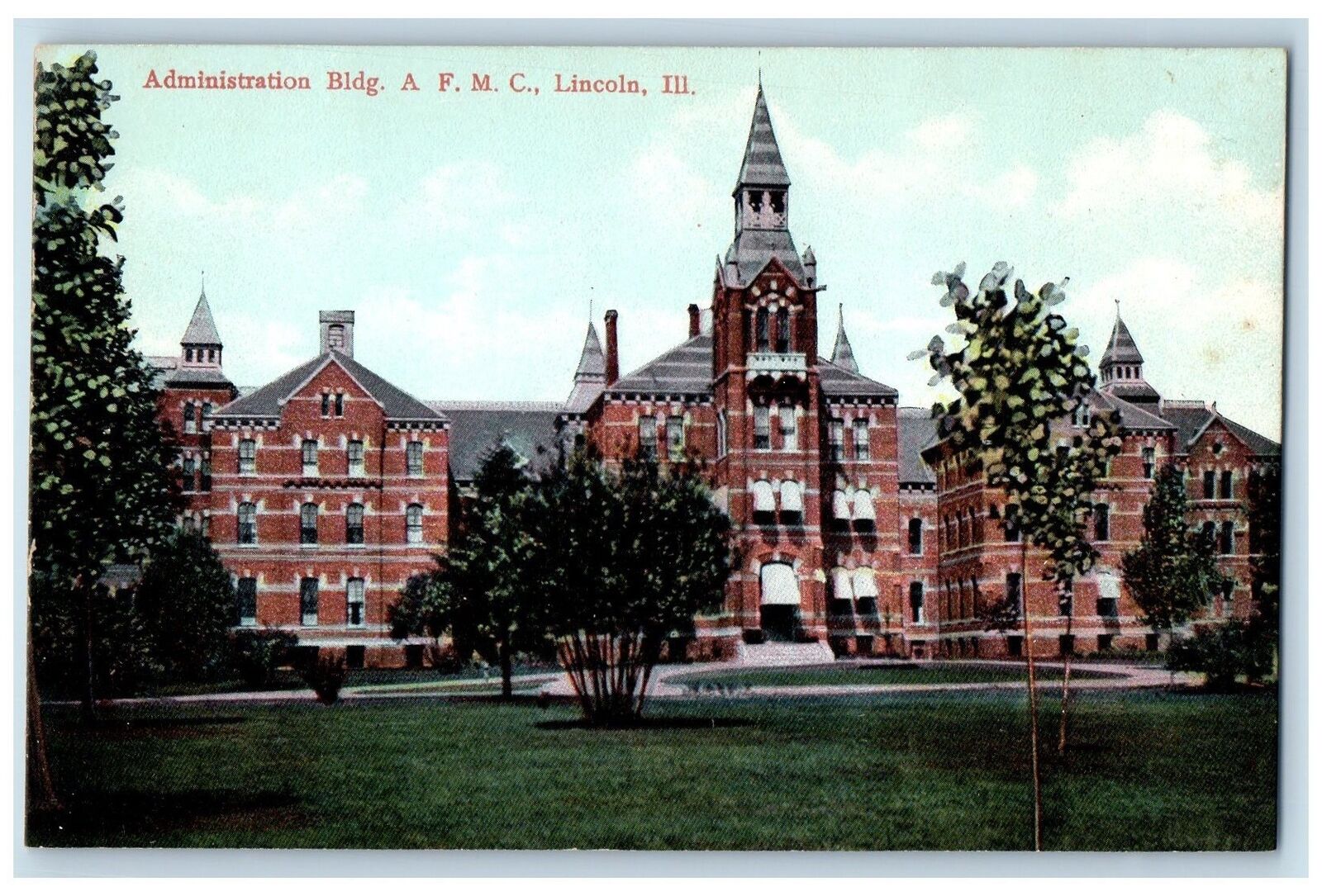 c1920s Administration Building A F.M.C. Lincoln Illinois IL Unposted Postcard