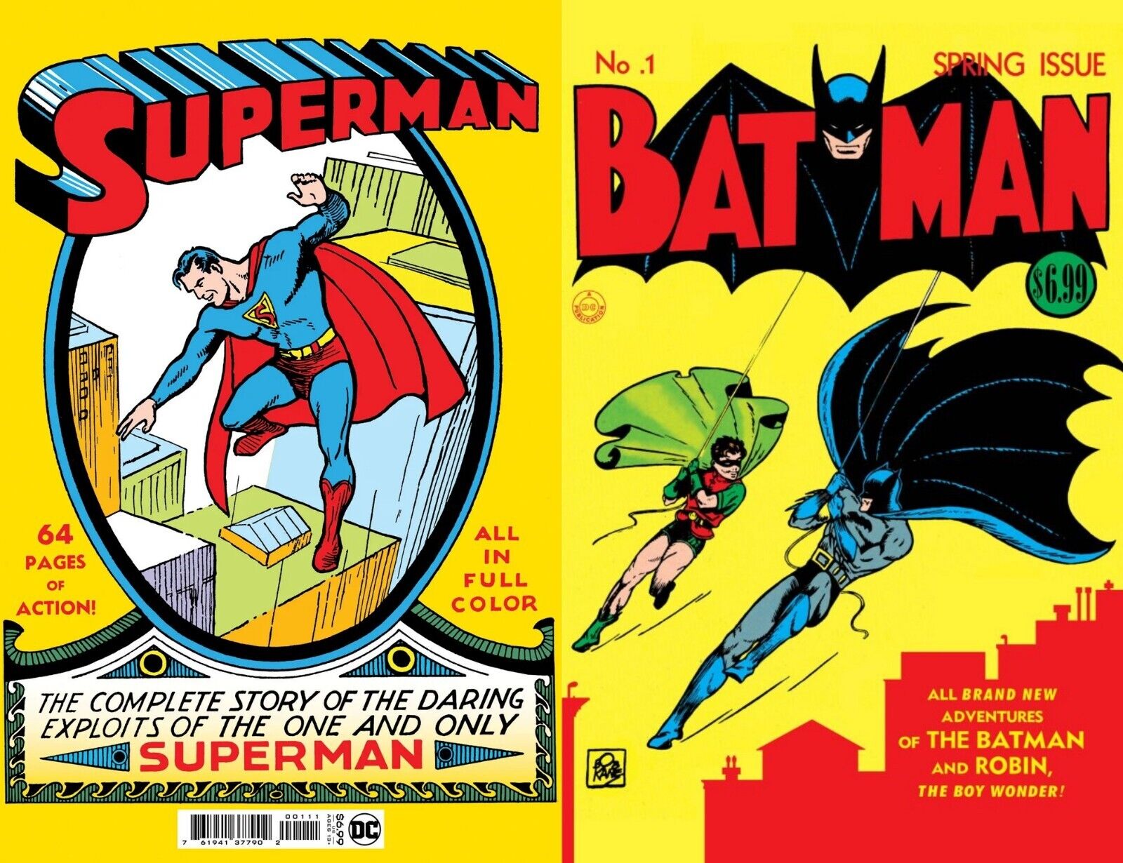 SUPERMAN 1 & BATMAN 1 NM FACSIMILE EDITION REPRINT SET DC COMICS 