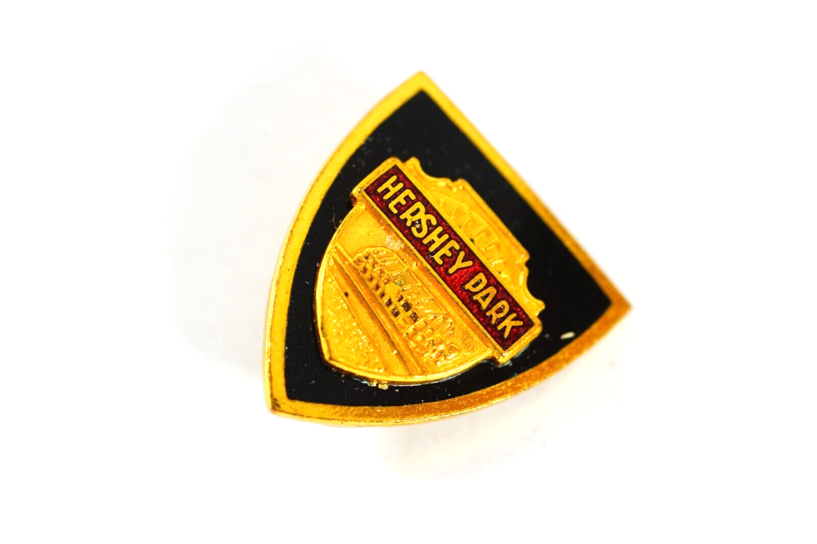 Mid-Century HERSHEY PARK Enamel Inlay Gold Tone Lapel Pin Shield