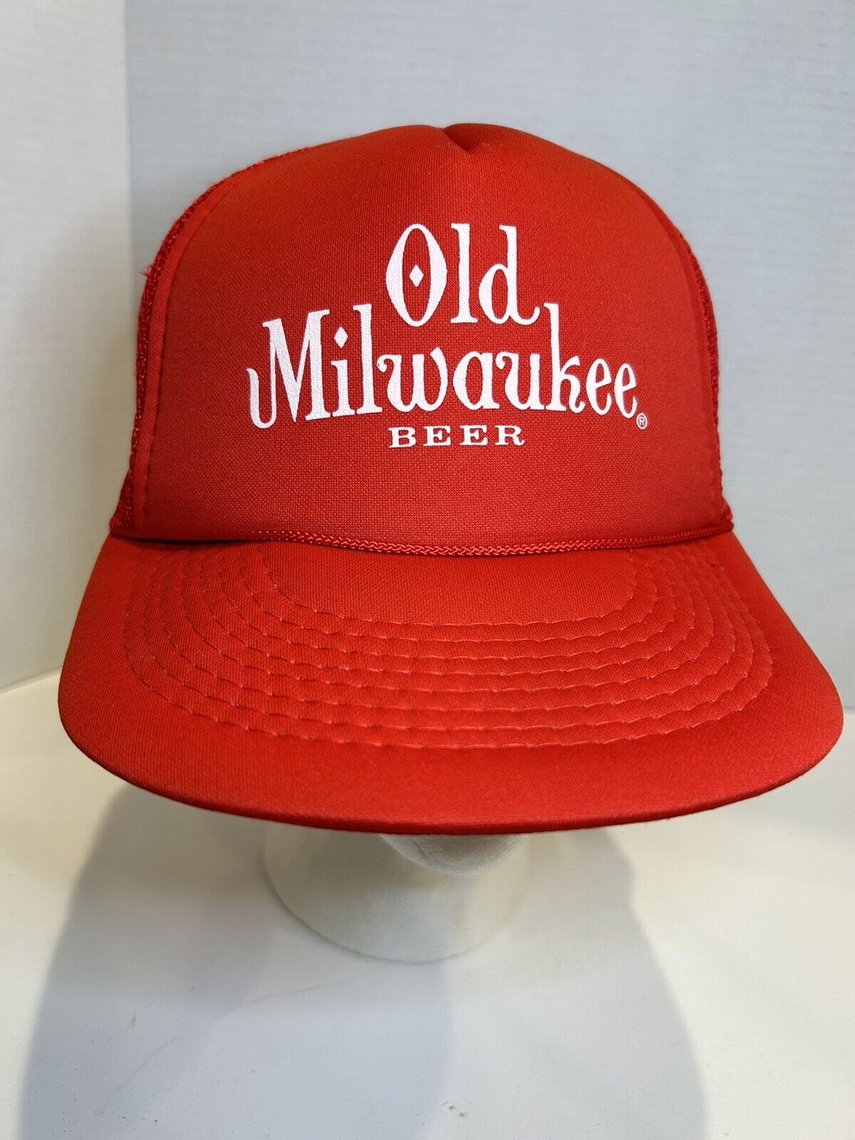 Old Milwaukee Beer Vintage Snapback Red Hat Mesh Back Truckers Rope baseball CAP