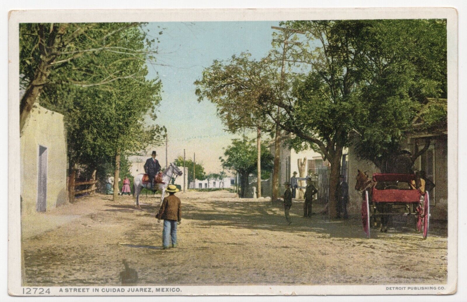 Street View of Cuidad Juarez Mexico Detroit Publishing Co. Lithograph Postcard