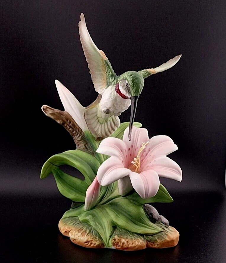 Vintage BRINN’S Hummingbird Figurine Hand Painted Bisque Porcelain 6