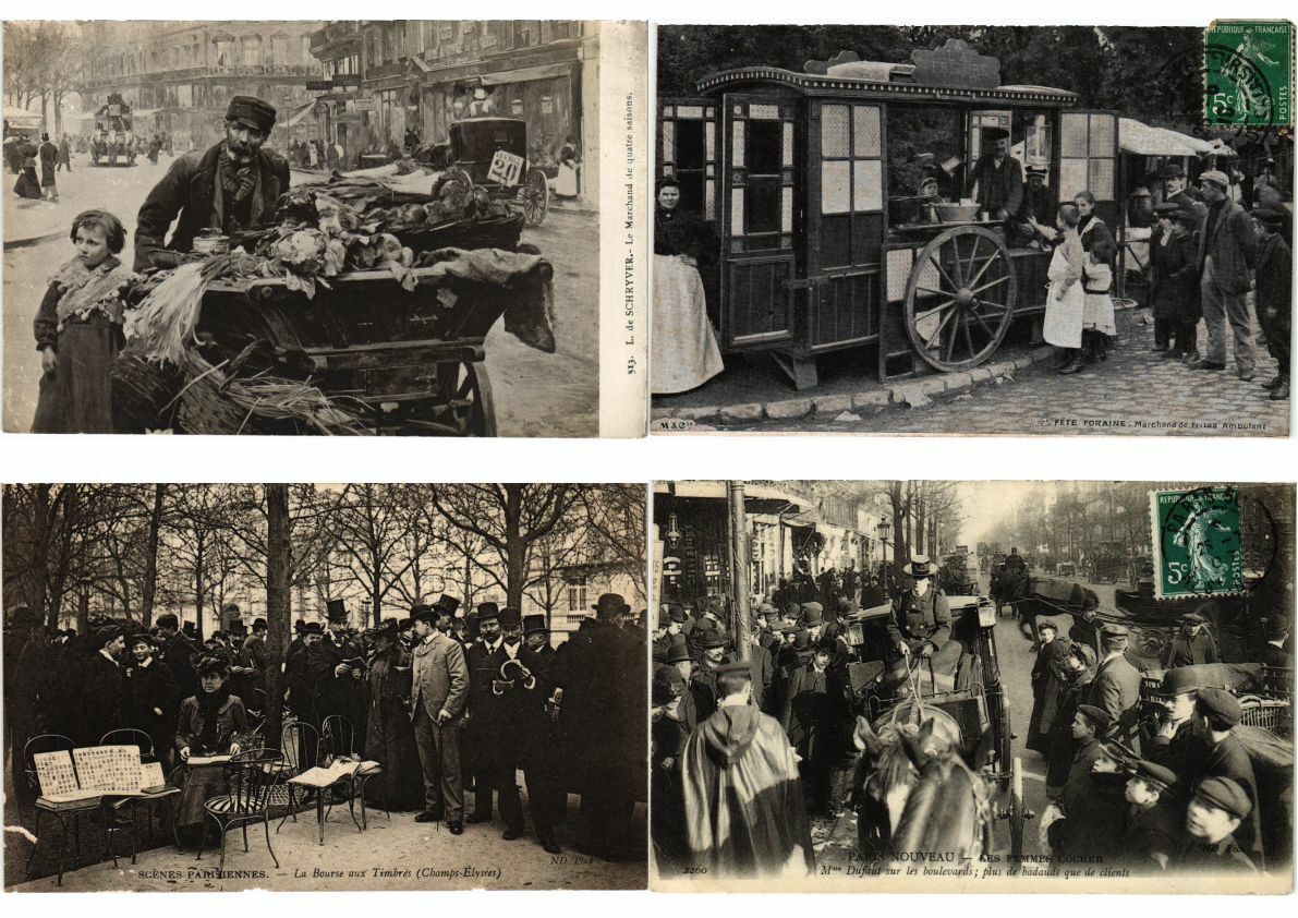 PARIS FRANCE STREET LIFE, PROFESSIONS 44 Vintage Postcards pre-1940 (L2498)