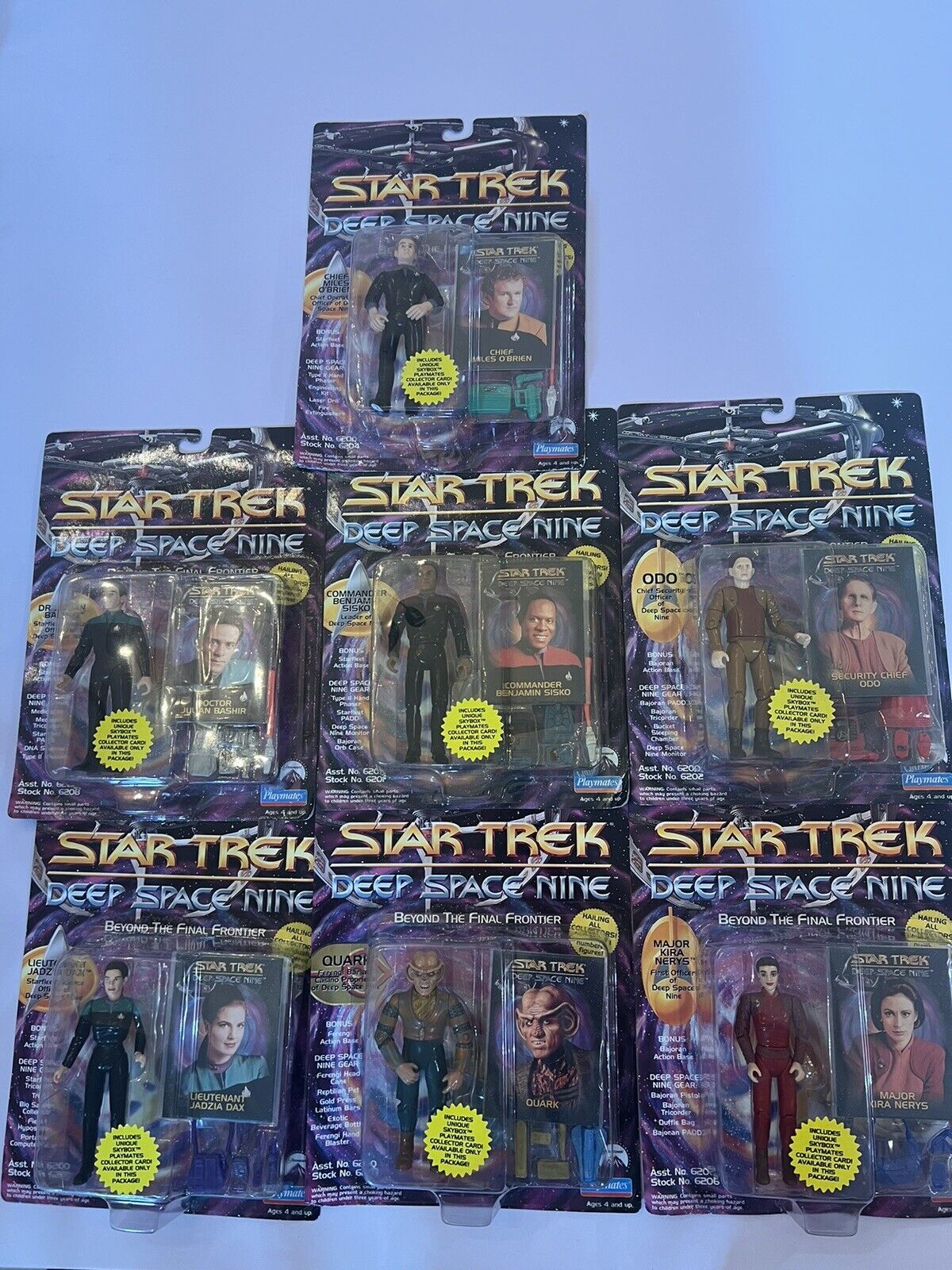 Vintage 1993 Playmates Star Trek Deep Space Nine BTFF Figure Lot of 7 NEW MOC