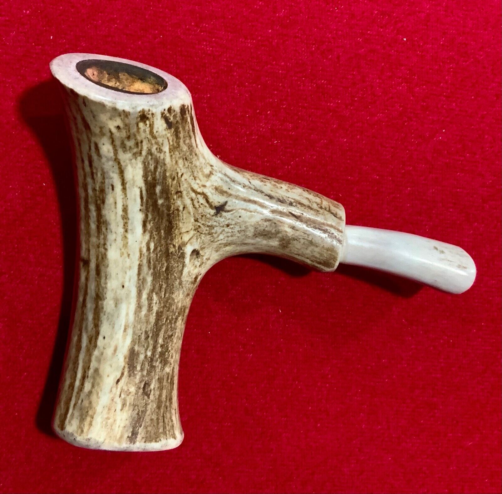 Handcrafted real Antler Pipe with “Liquid Meerschaum” Bowl #1297